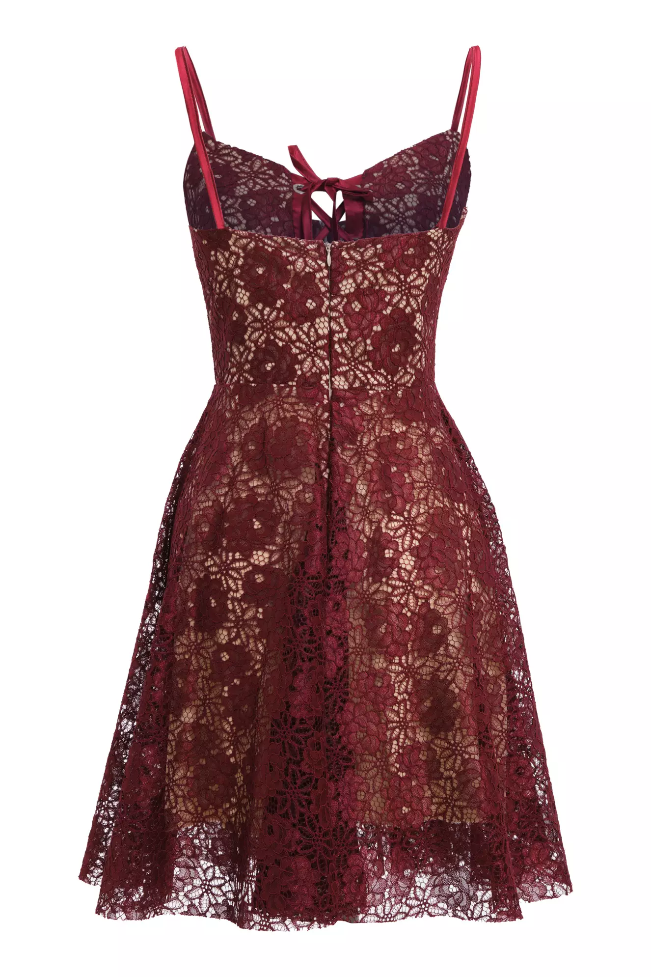 Maroon Lace Sleeveless Mini Dress