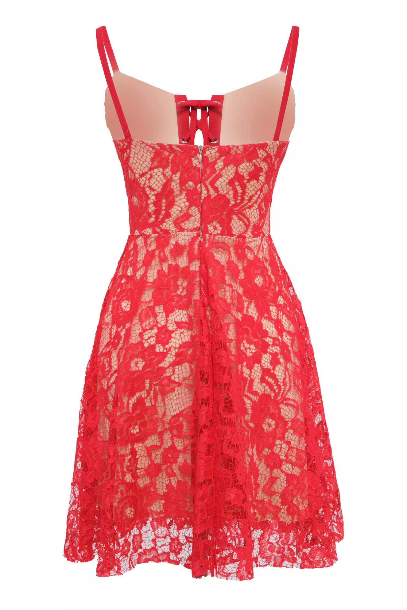 Red Lace Sleeveless Mini Dress