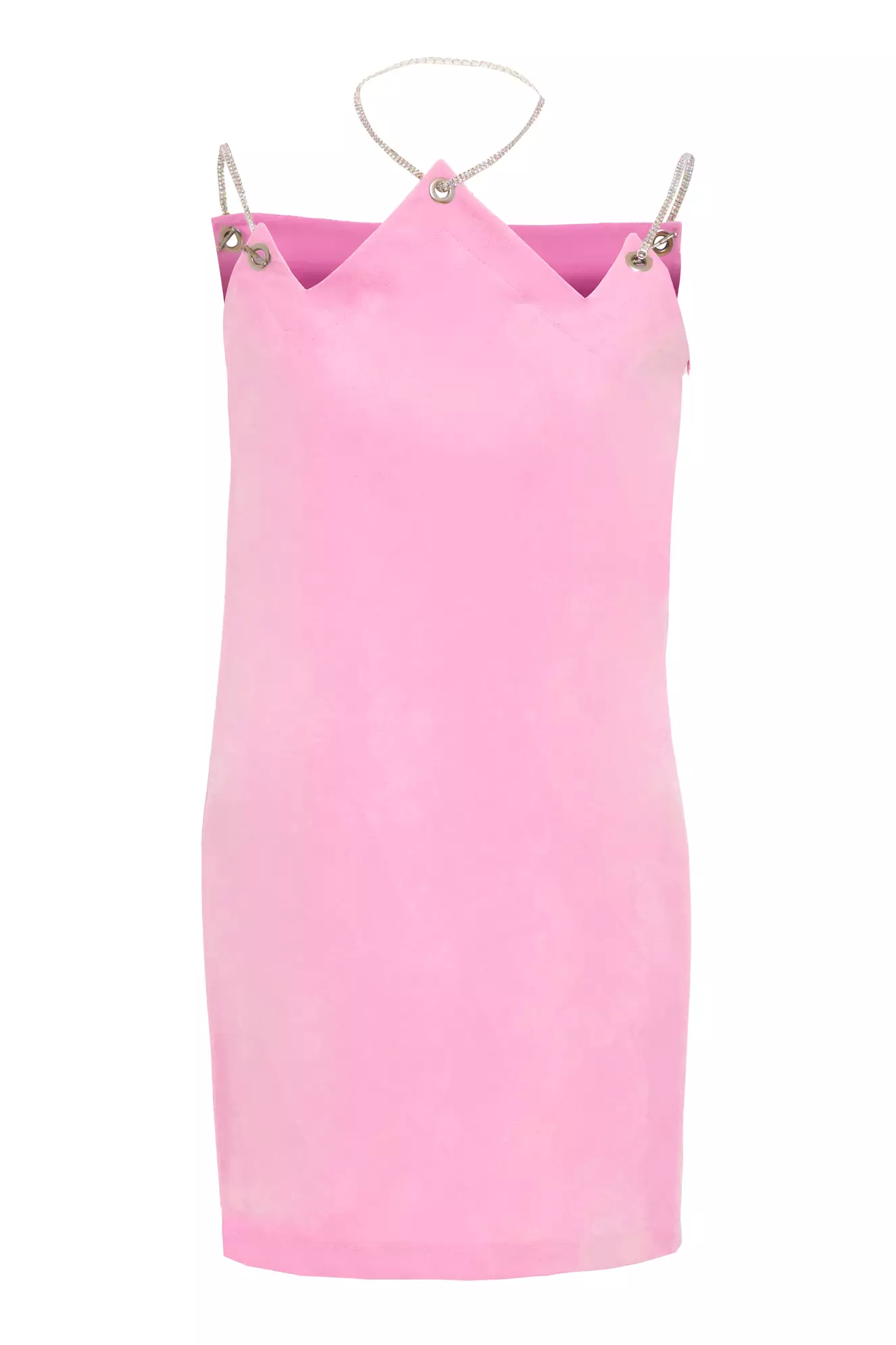 Pink Crepe Sleeveless Mini Dress