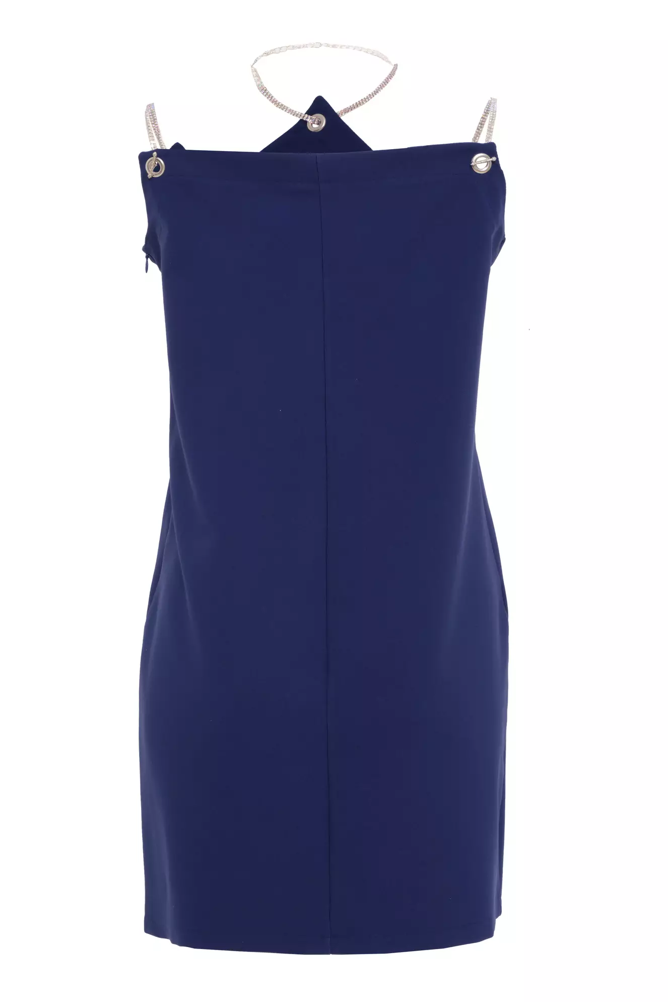 Navy Blue Crepe Sleeveless Mini Dress