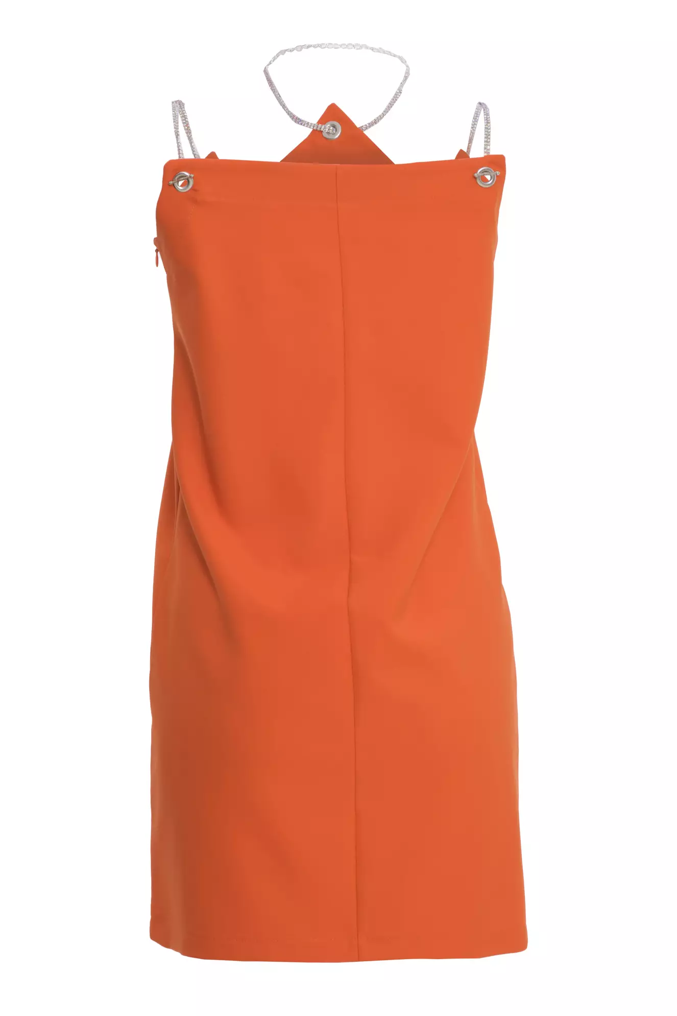 Brick Crepe Sleeveless Mini Dress