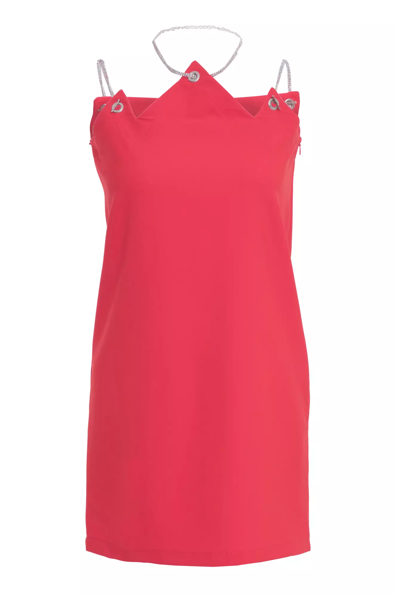 Coral Crepe Sleeveless Mini Dress
