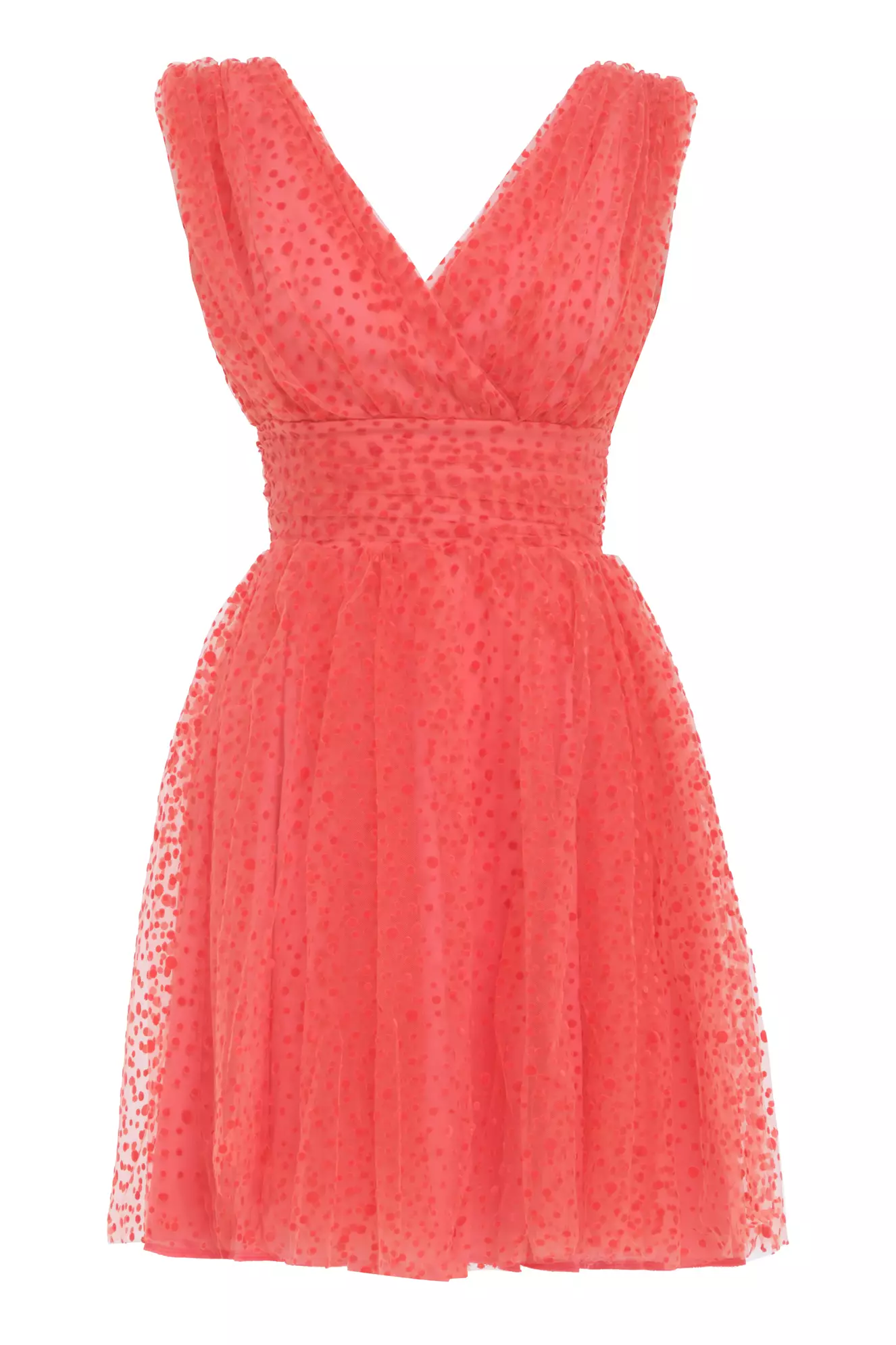 Coral Tulle Sleeveless Mini Dress