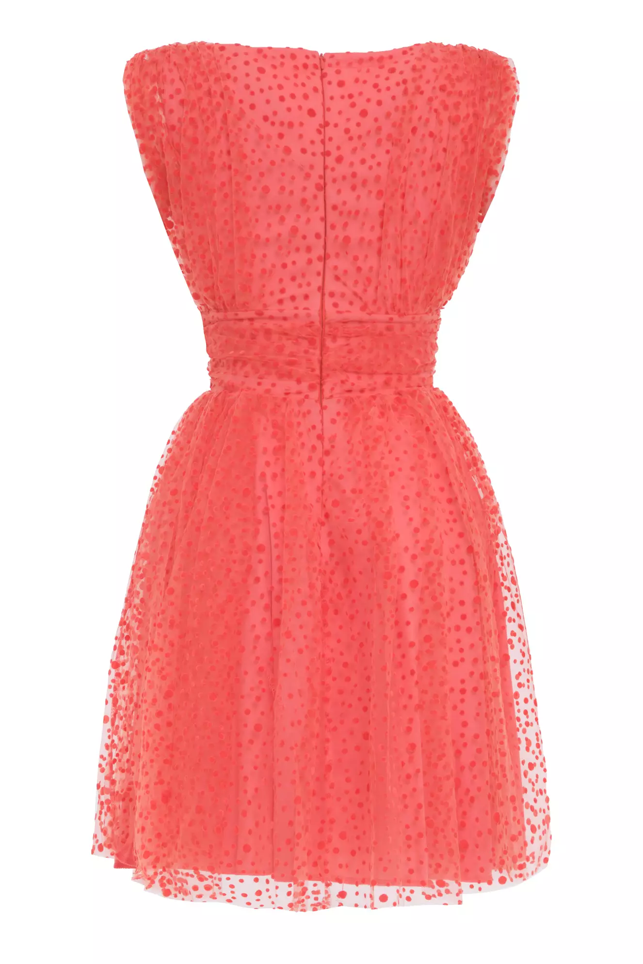 Coral Tulle Sleeveless Mini Dress
