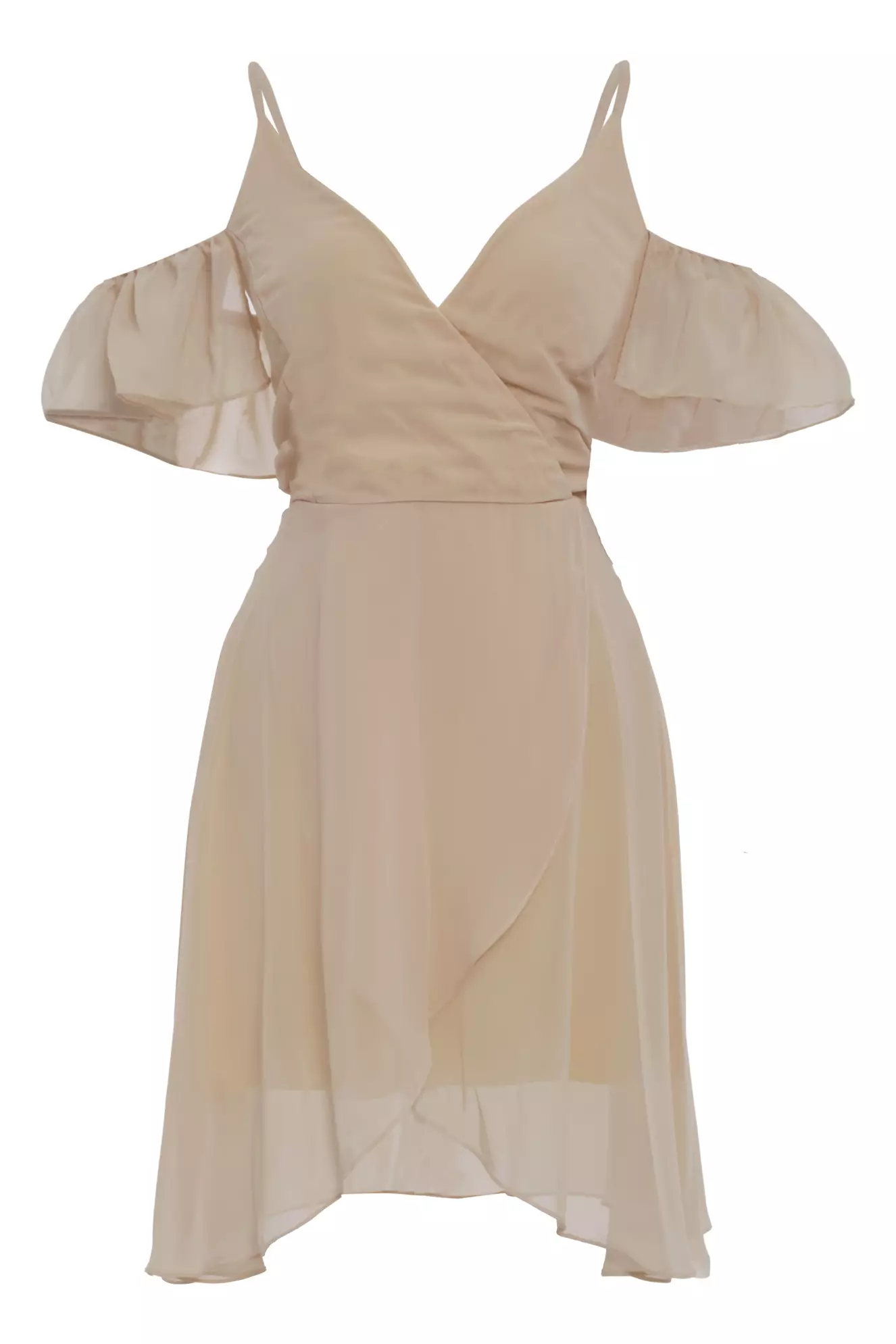 Beige Sifon Short Sleeve Mini Dress