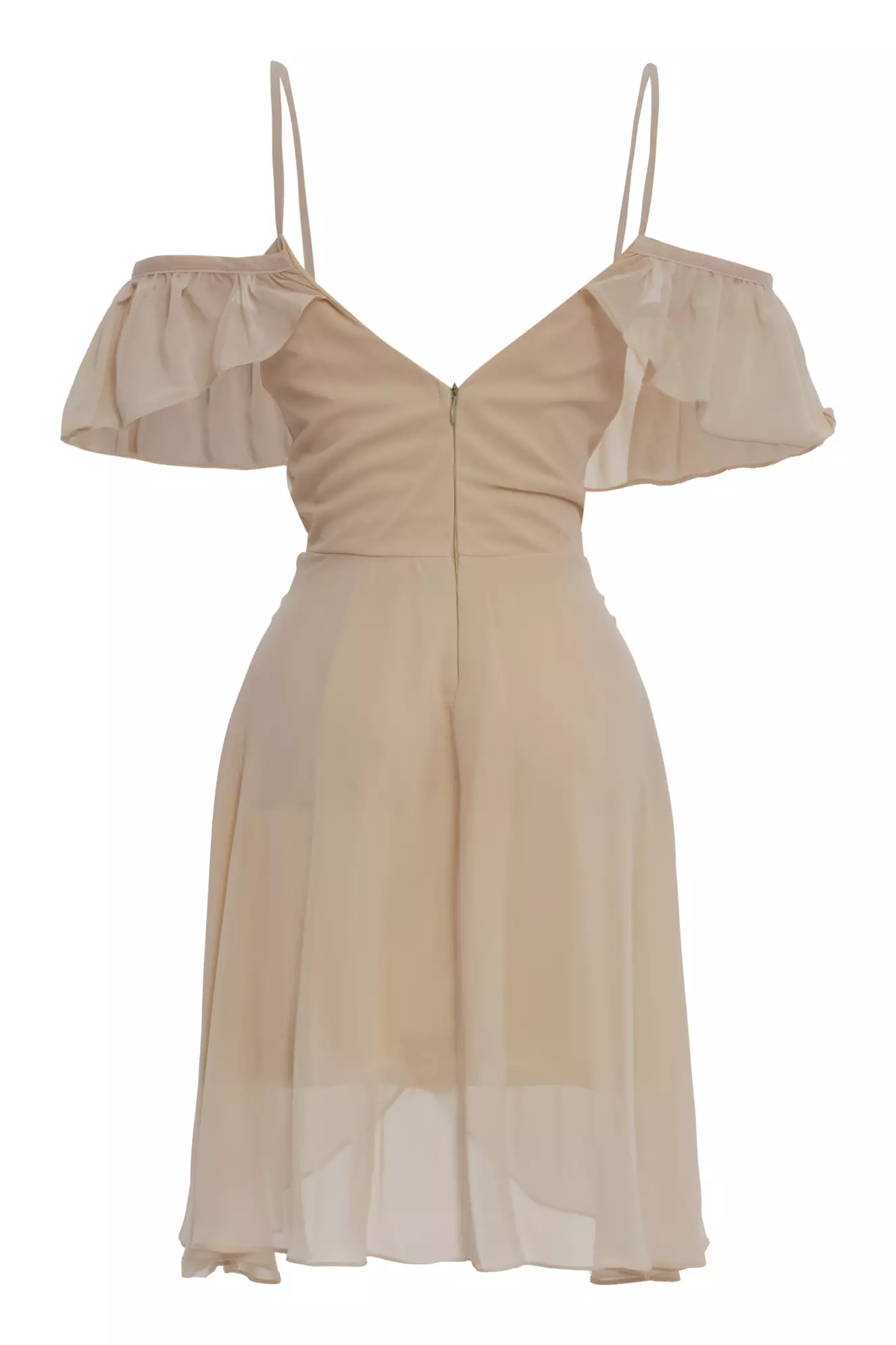 Beige Sifon Short Sleeve Mini Dress