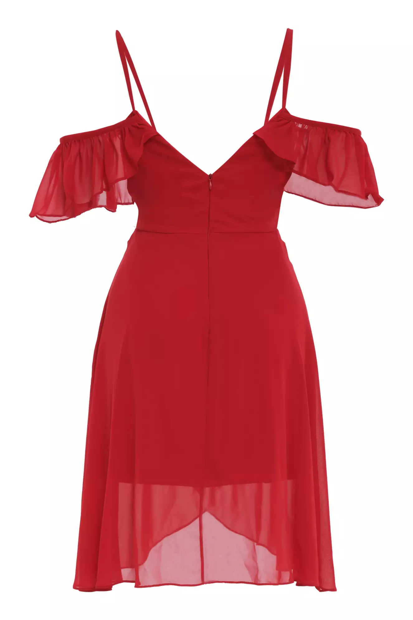 Red Sifon Short Sleeve Mini Dress