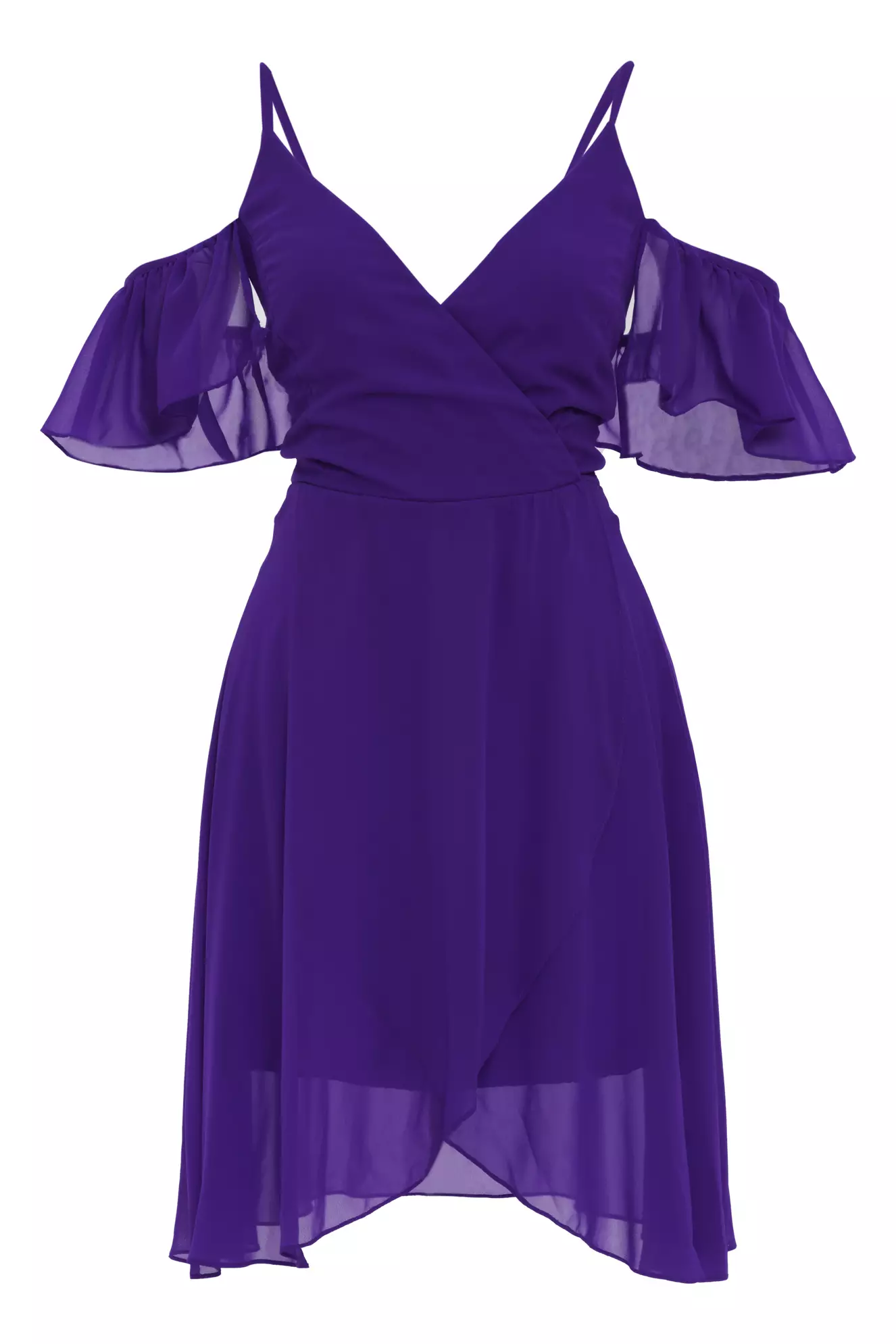 Purple Sifon Short Sleeve Mini Dress