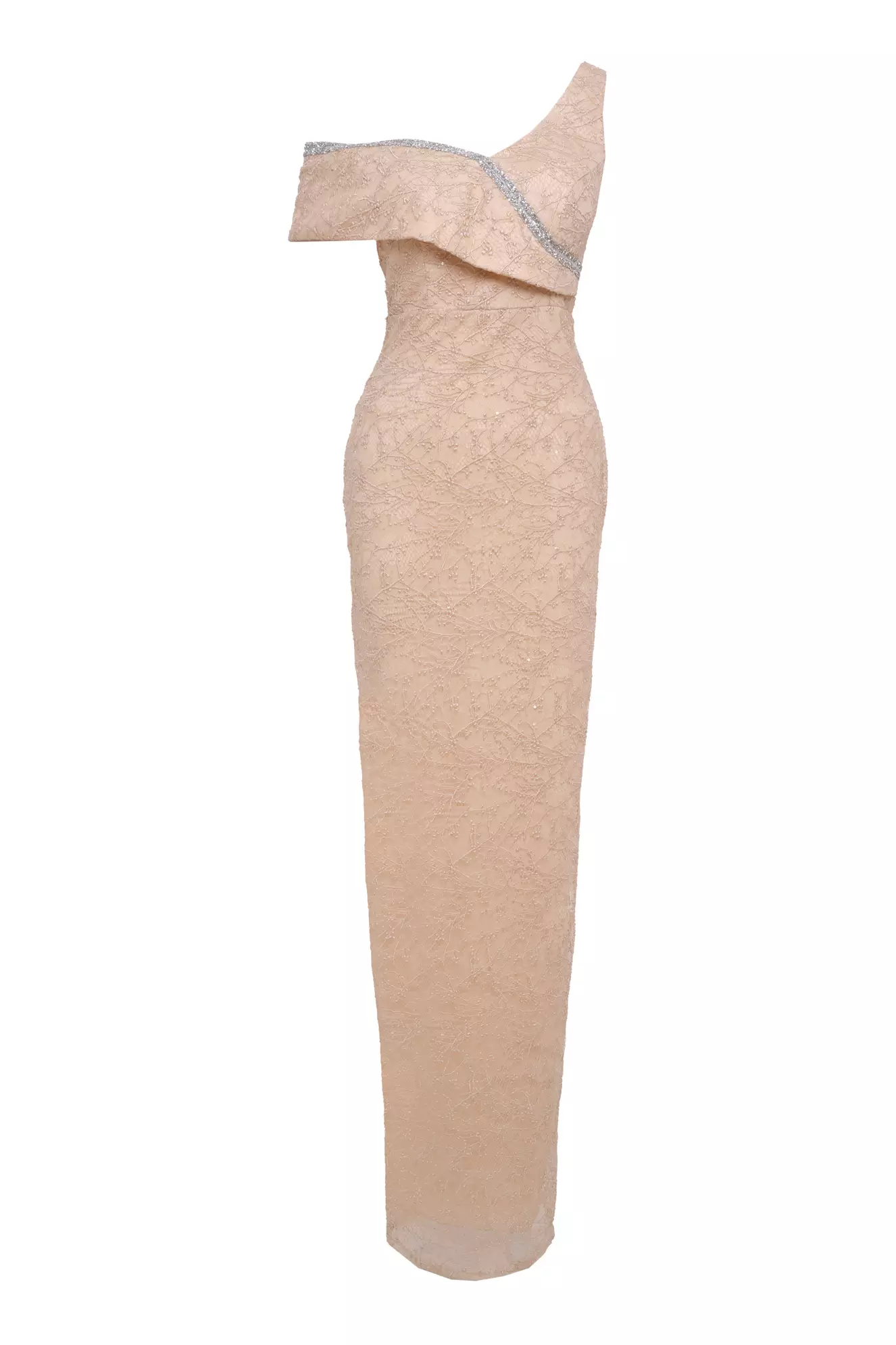 Beige lace sleeveless maxi dress