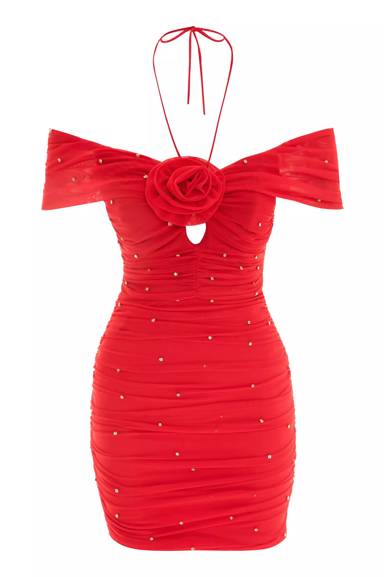 Coral Tulle Sleeveless Mini Dress