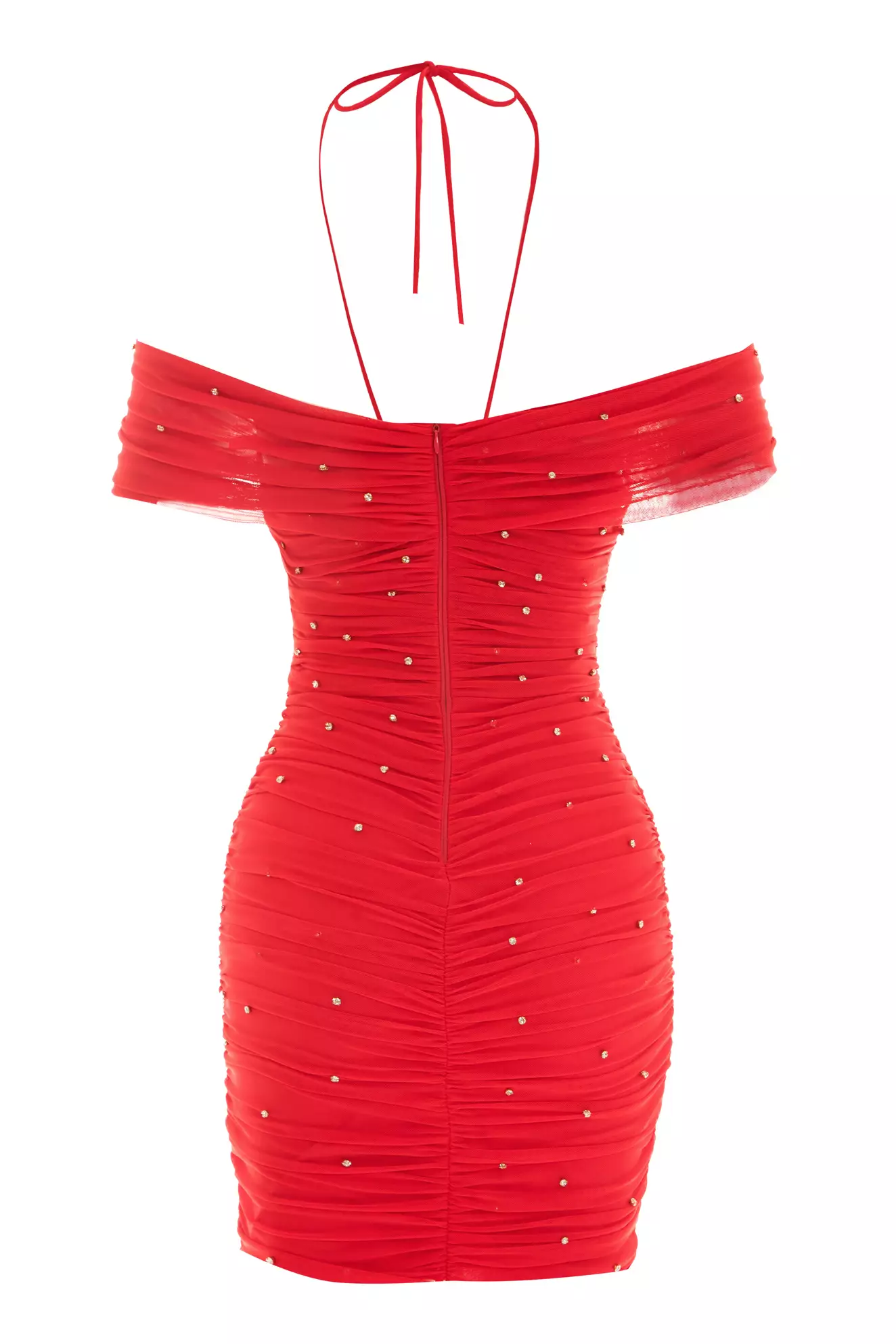 Coral Tulle Sleeveless Mini Dress