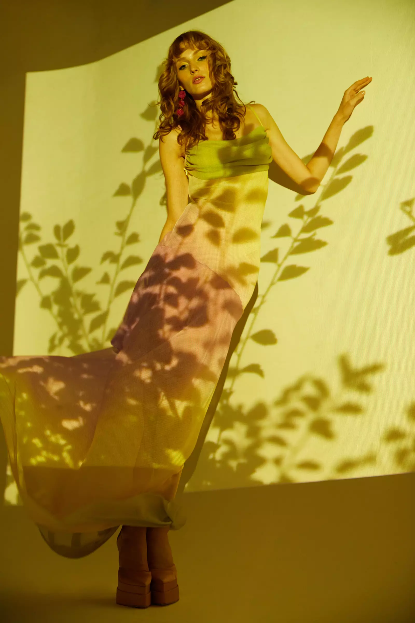 Printed Sifon Sleeveless Long Dress
