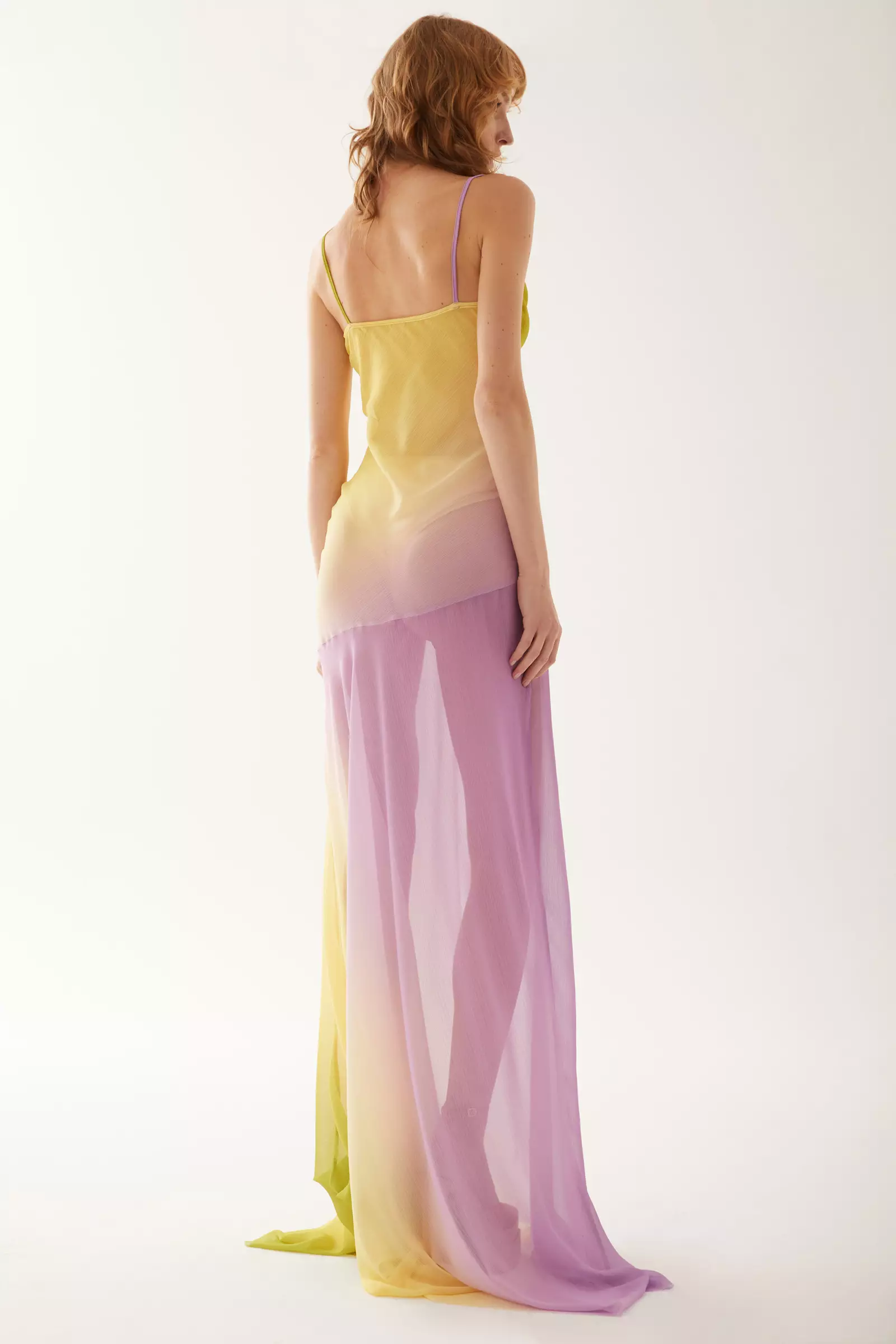 Printed Sifon Sleeveless Long Dress