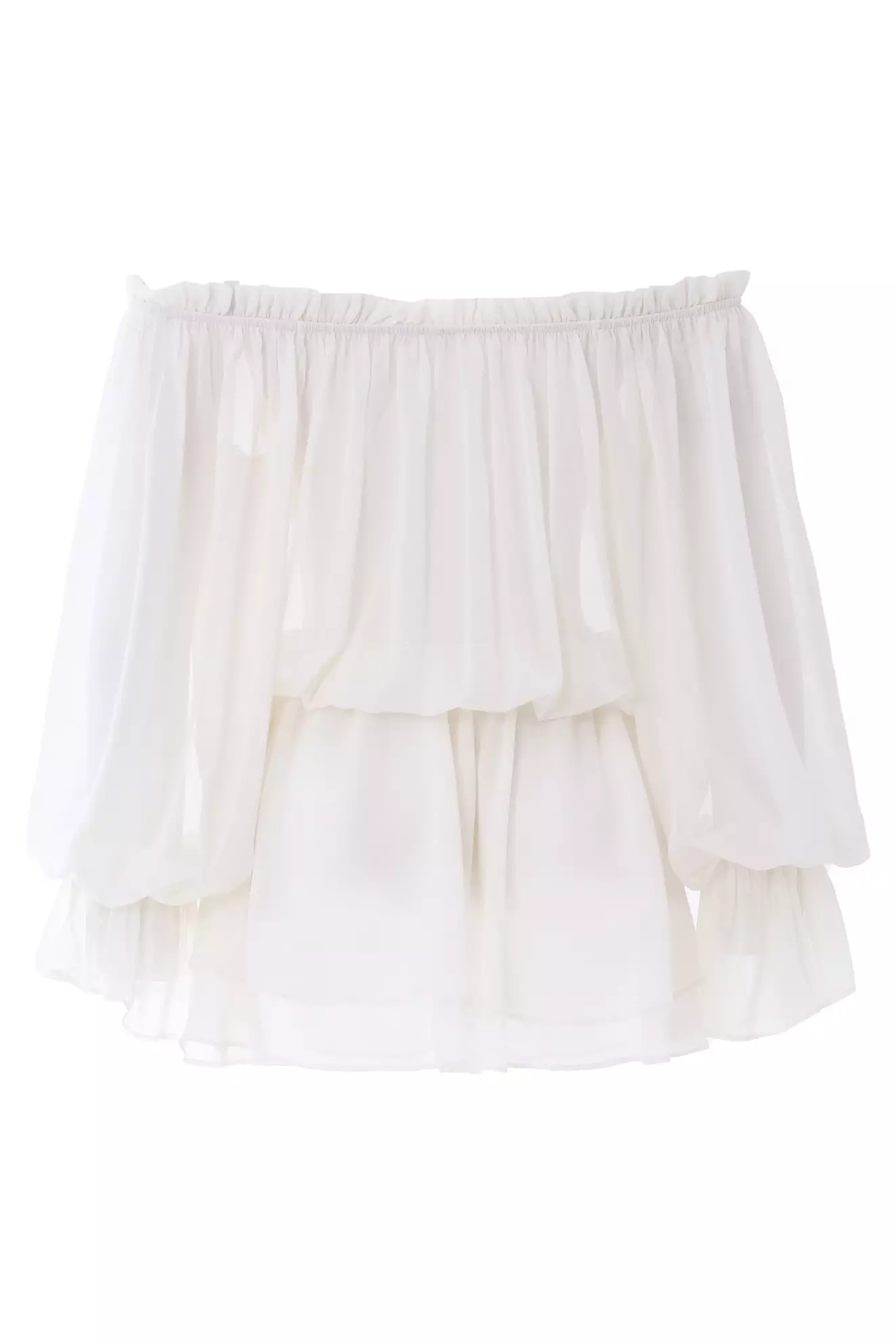 White sifon long sleeve mini dress