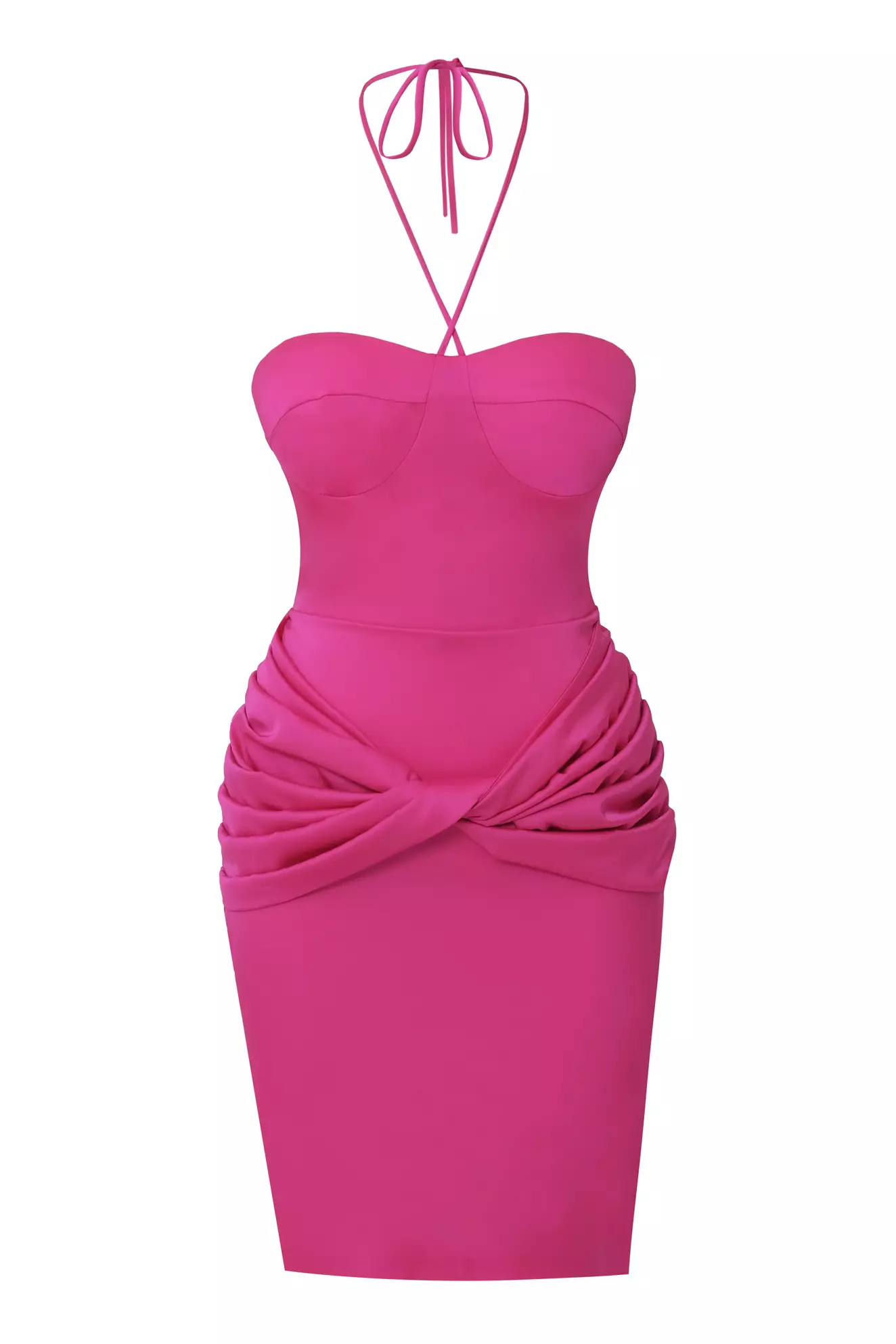 Fuchsia Satin Sleeveless Mini Dress