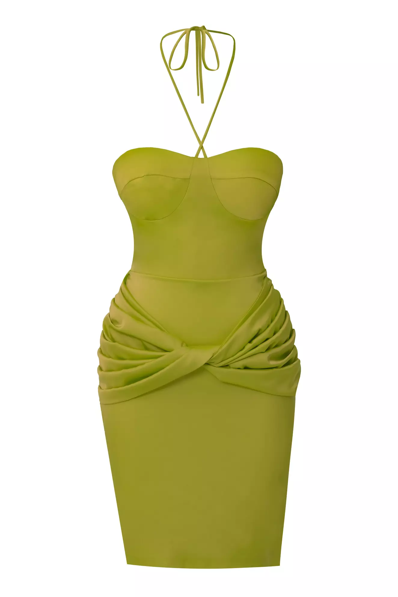 Pistachio Green Satin Sleeveless Mini Dress
