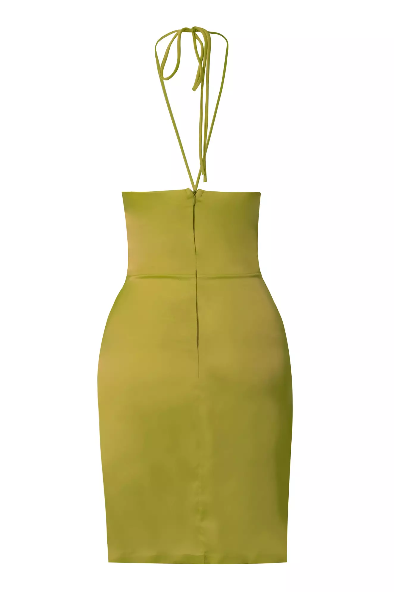 Pistachio Green Satin Sleeveless Mini Dress