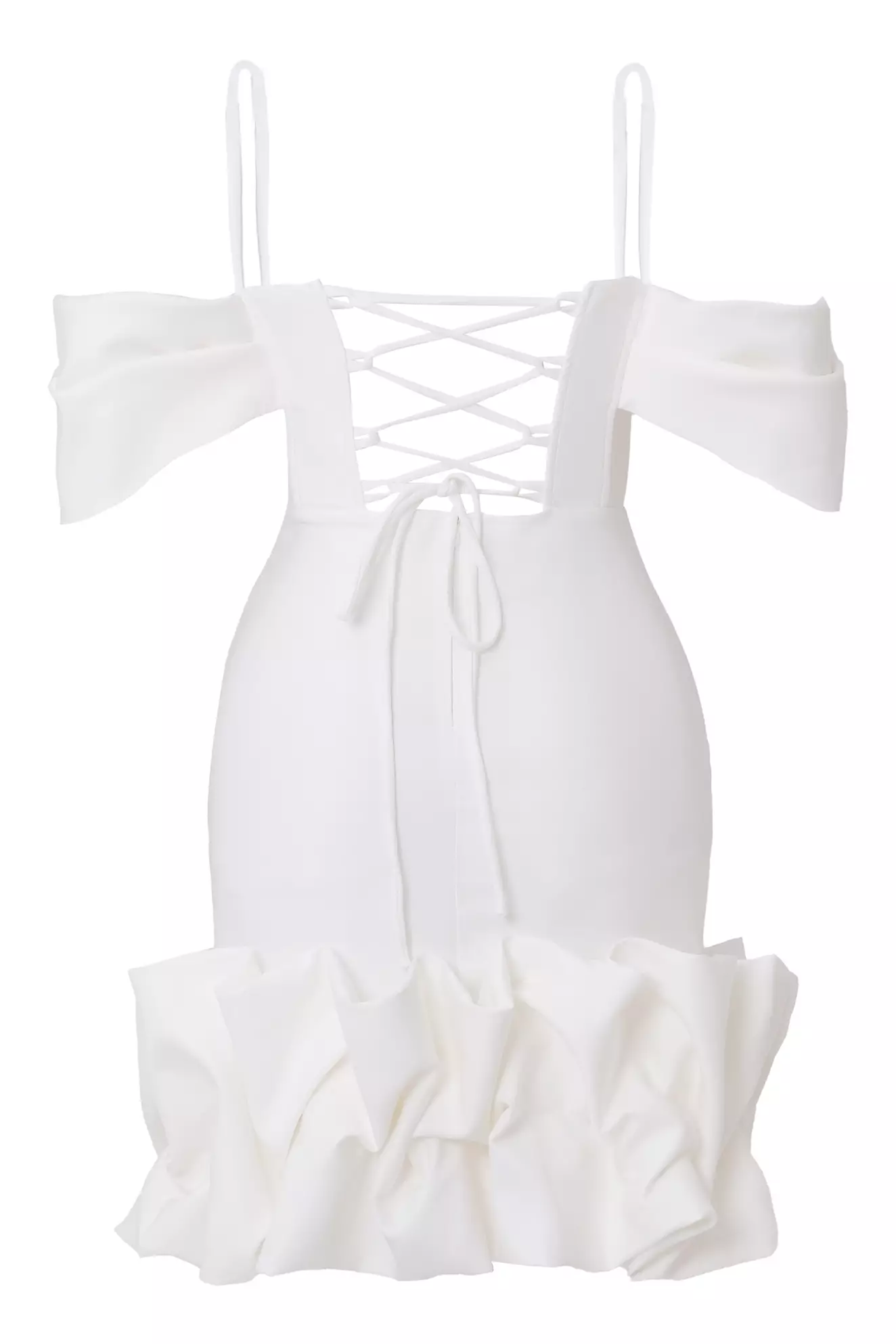 White Crepe Sleeveless Mini Dress