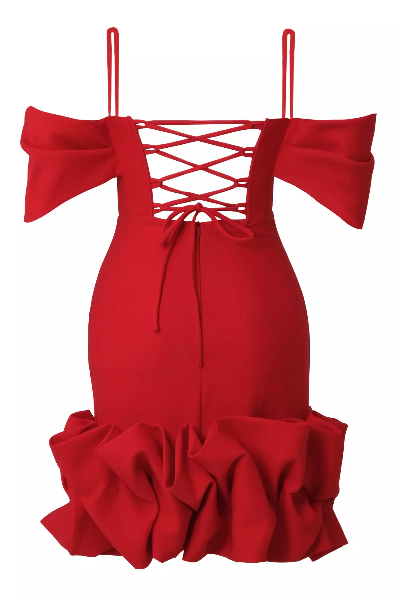 Red Crepe Sleeveless Mini Dress