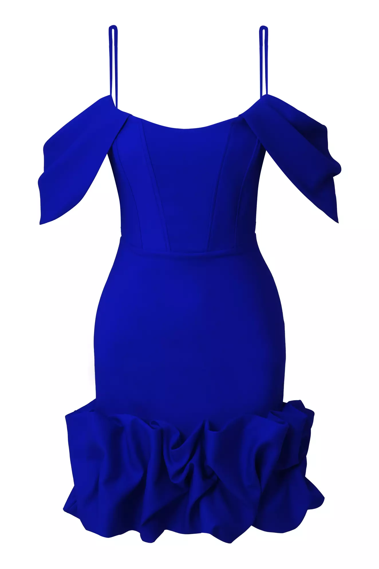 Blue Crepe Sleeveless Mini Dress