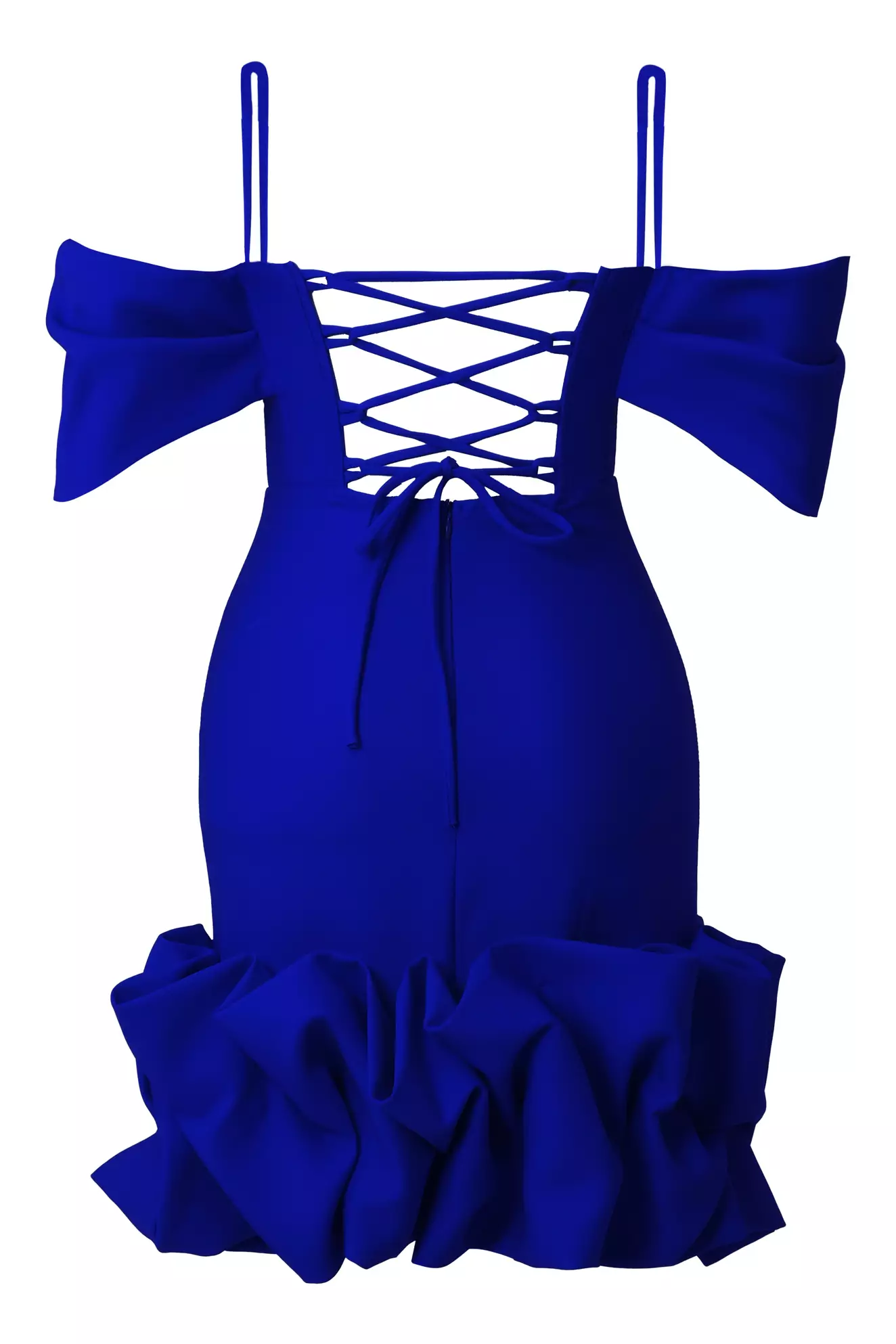 Blue Crepe Sleeveless Mini Dress