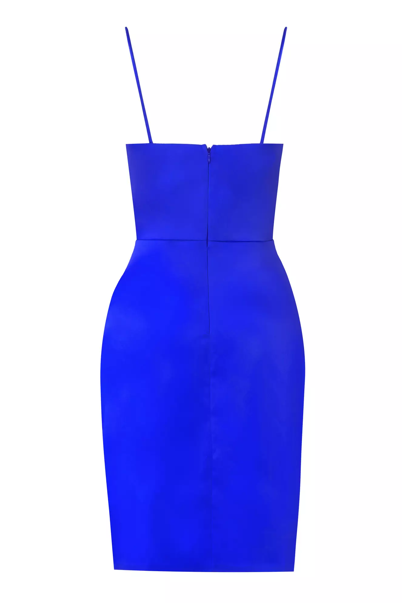 Blue Satin Sleeveless Mini Dress