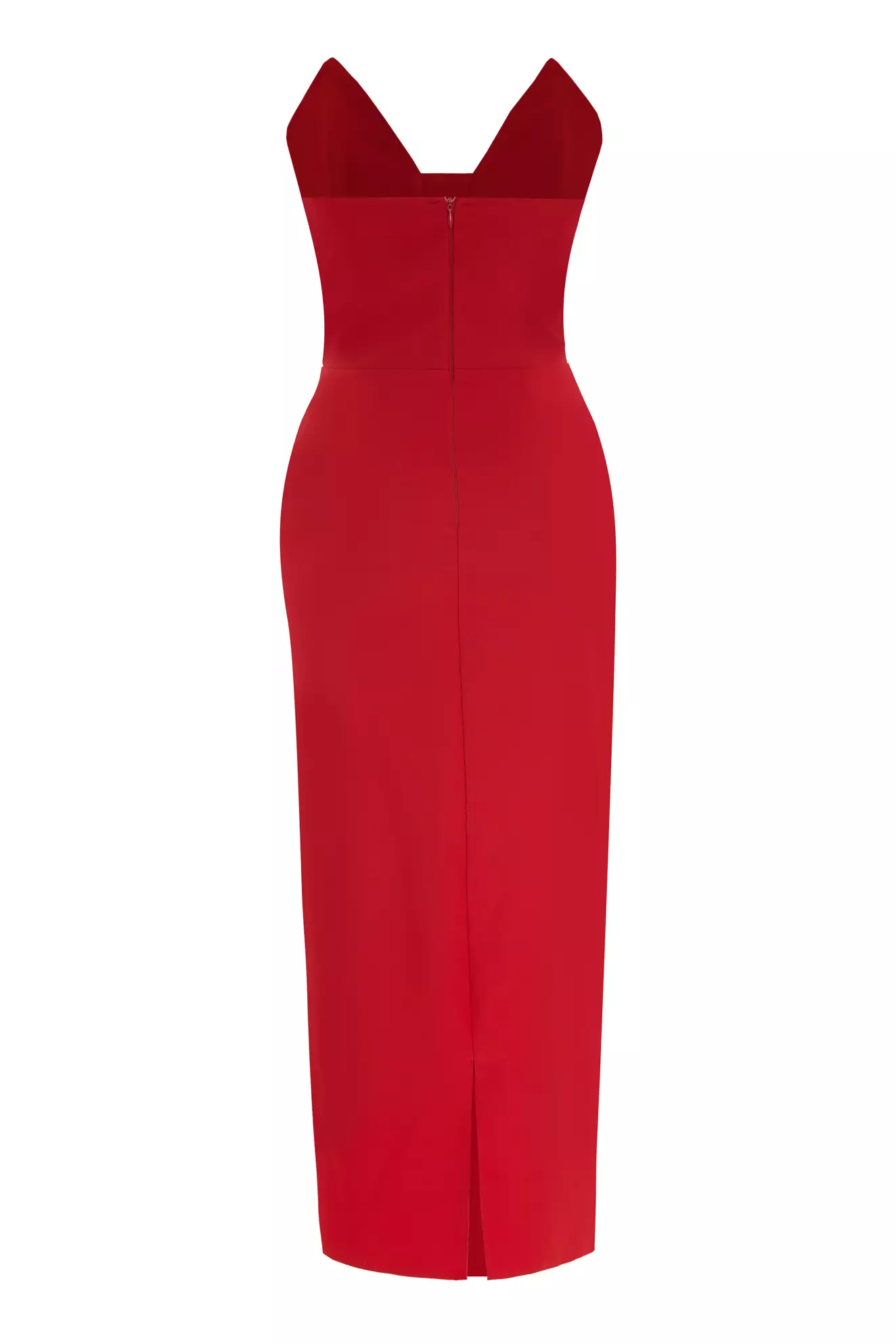 Red plus size crepe sleeveless midi dress