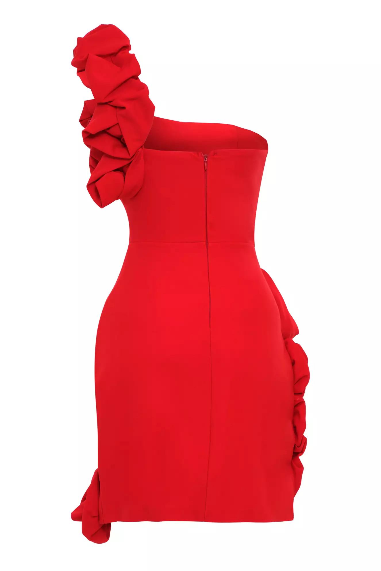 Red Crepe Sleeveless Mini Dress