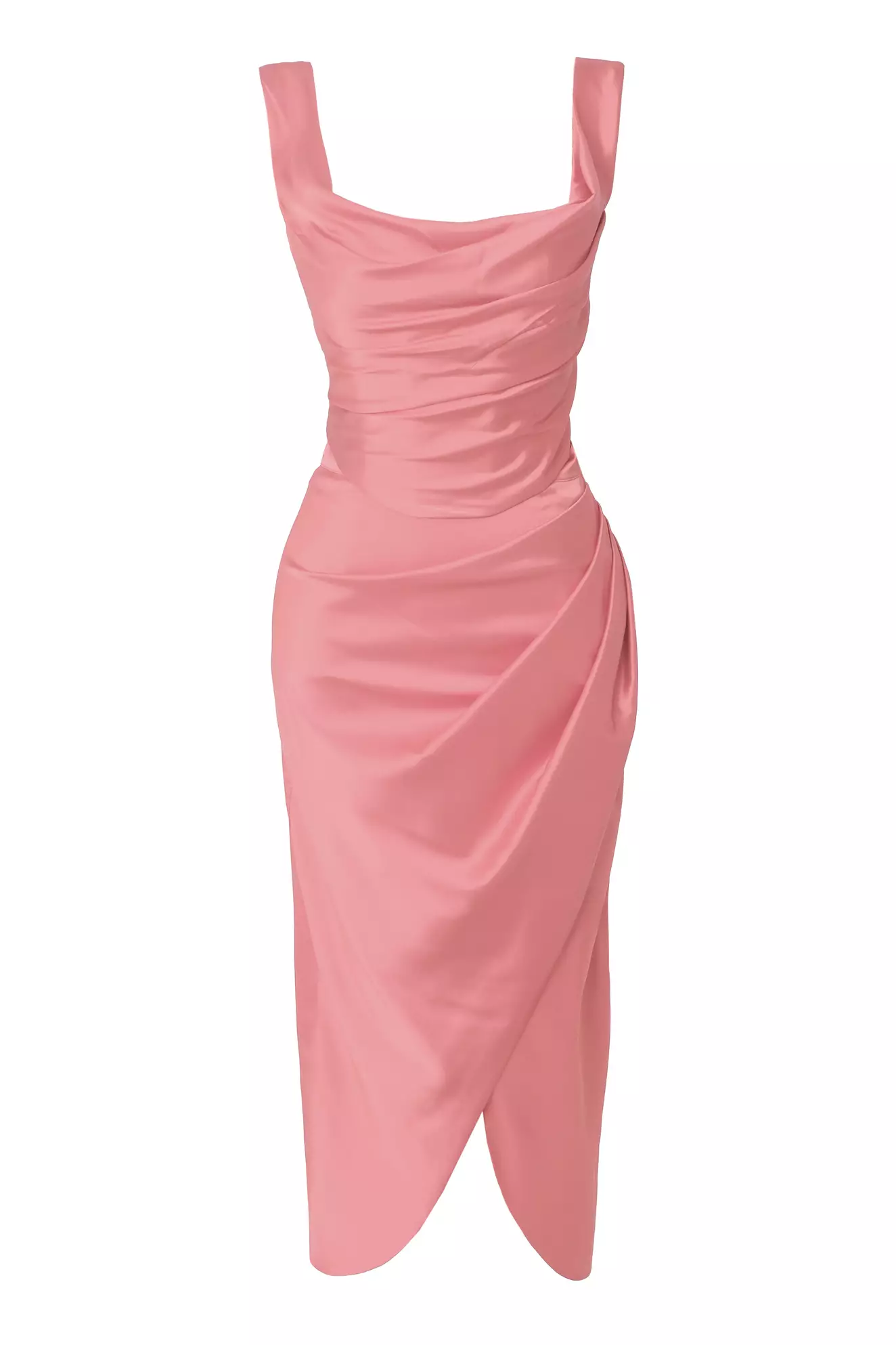 Blush satin sleeveless midi