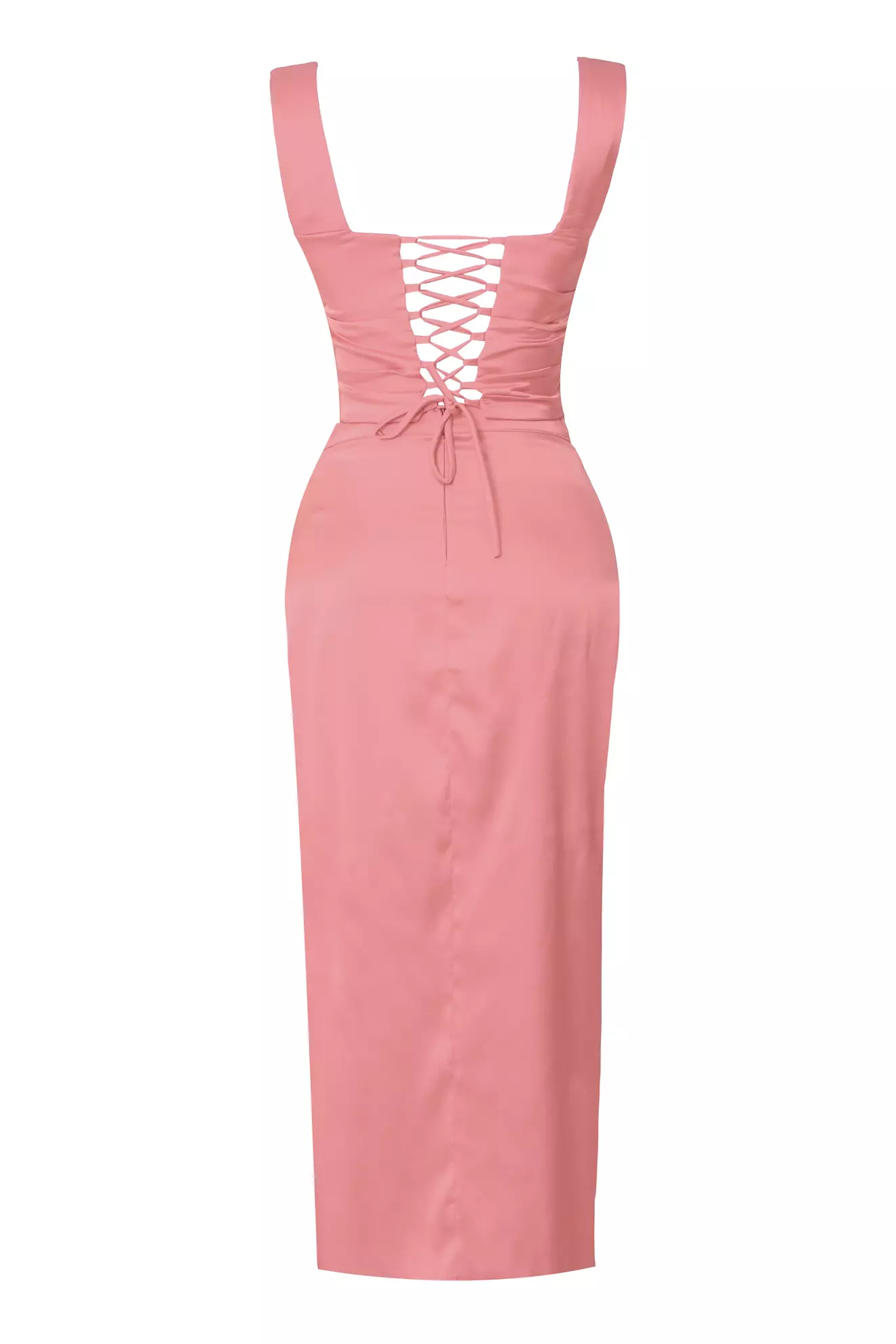 Blush satin sleeveless midi