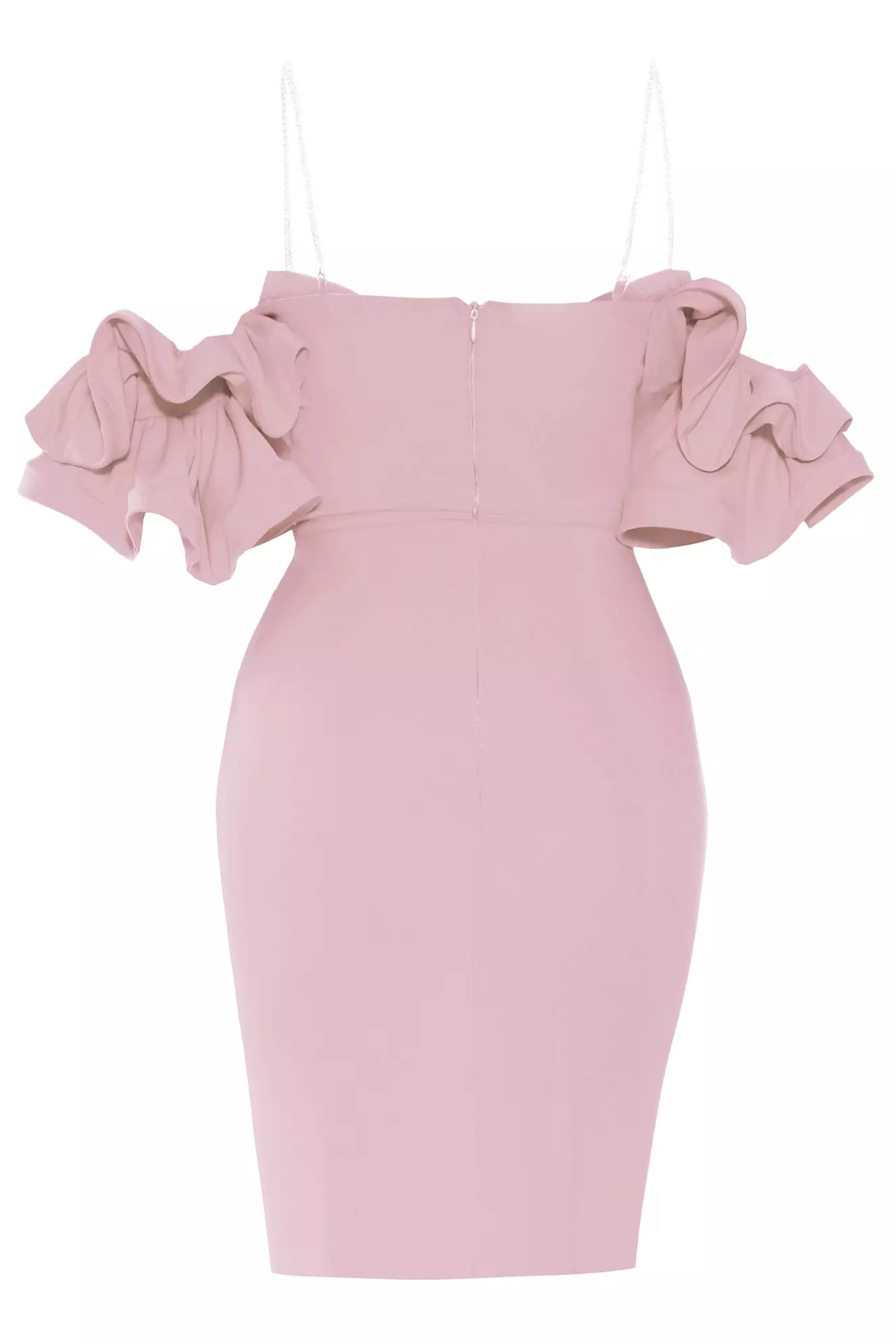 Blush crepe sleeveless mini dress