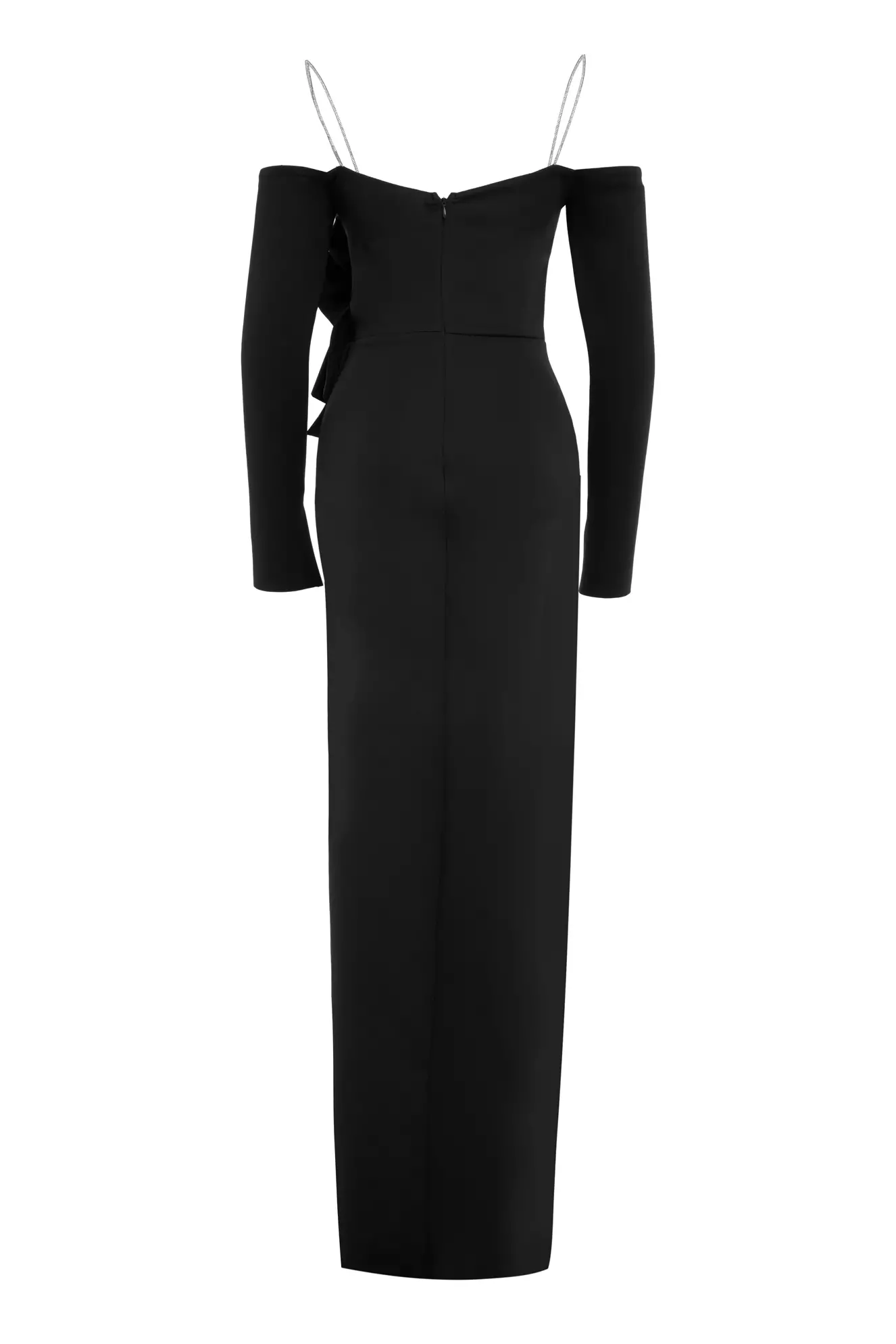 Black Dalgic Long Sleeve Long Dress