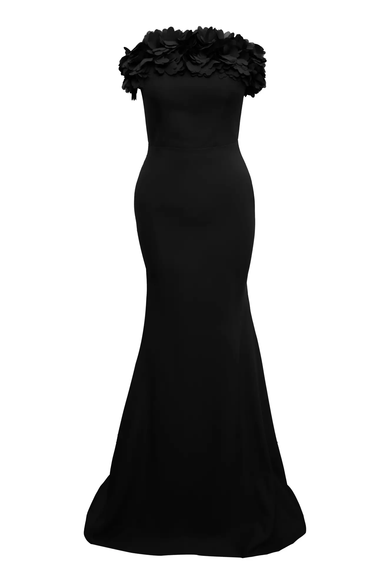 Black crepe strapless maxi dress