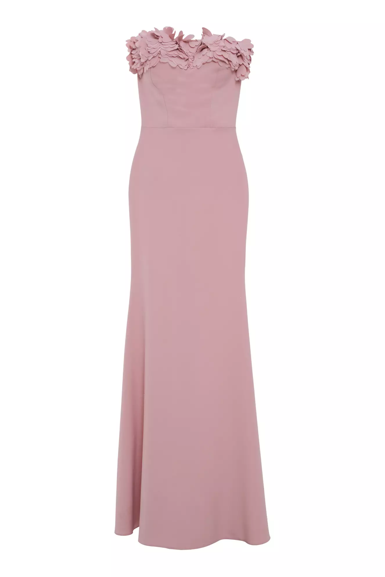 Blush Crepe Strapless Maxi Dress