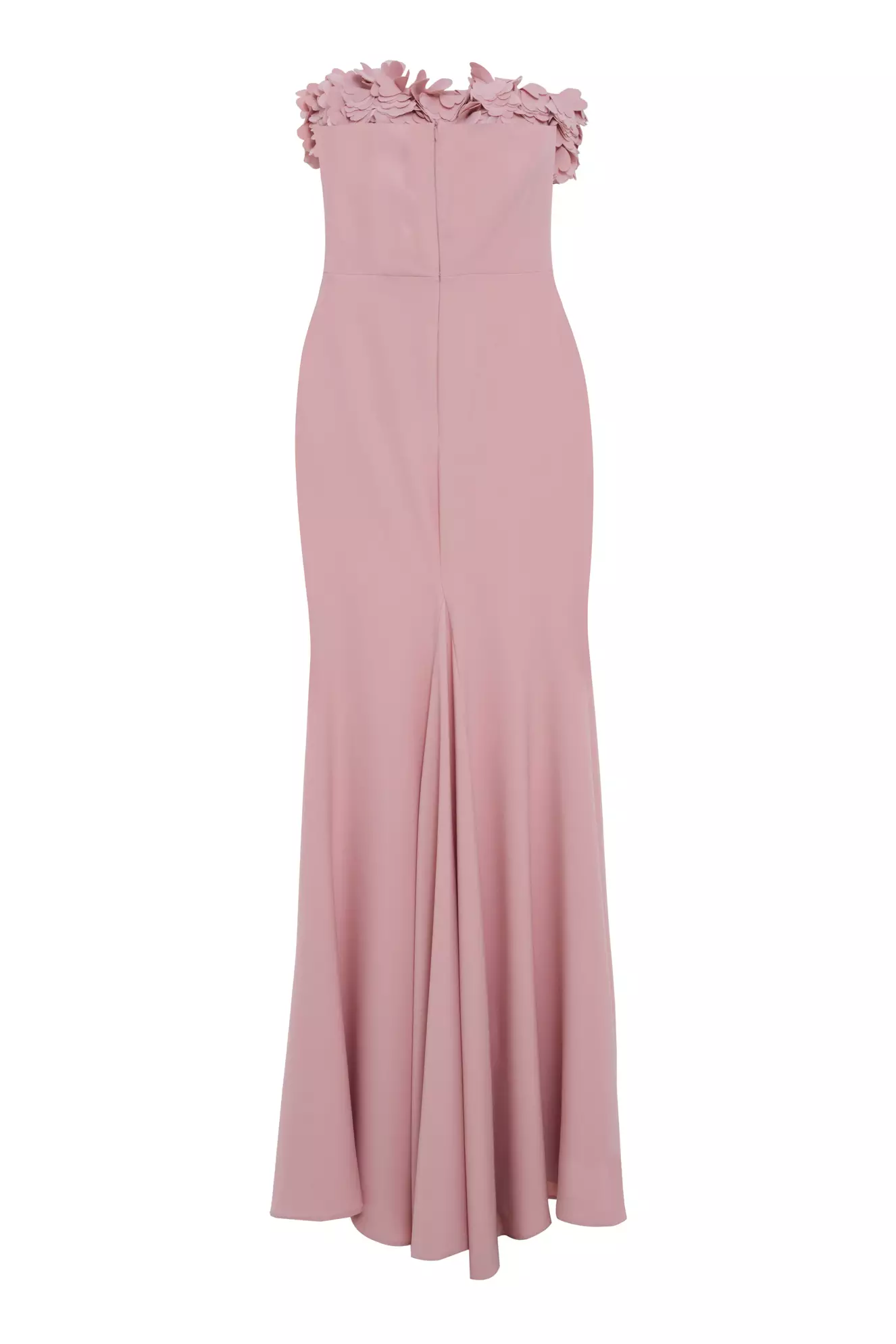 Blush Crepe Strapless Maxi Dress