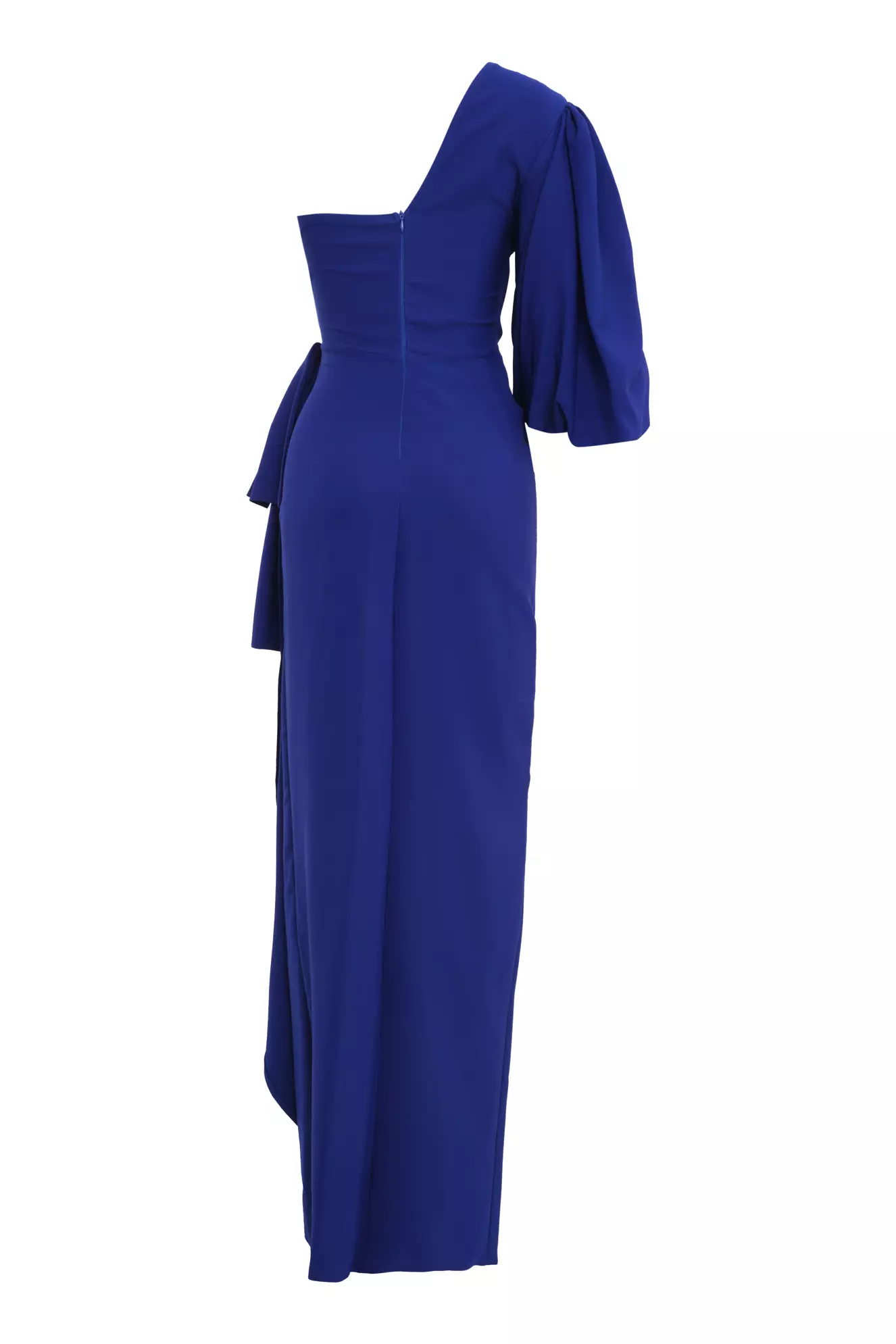 Blue Crepe One Arm Maxi Dress