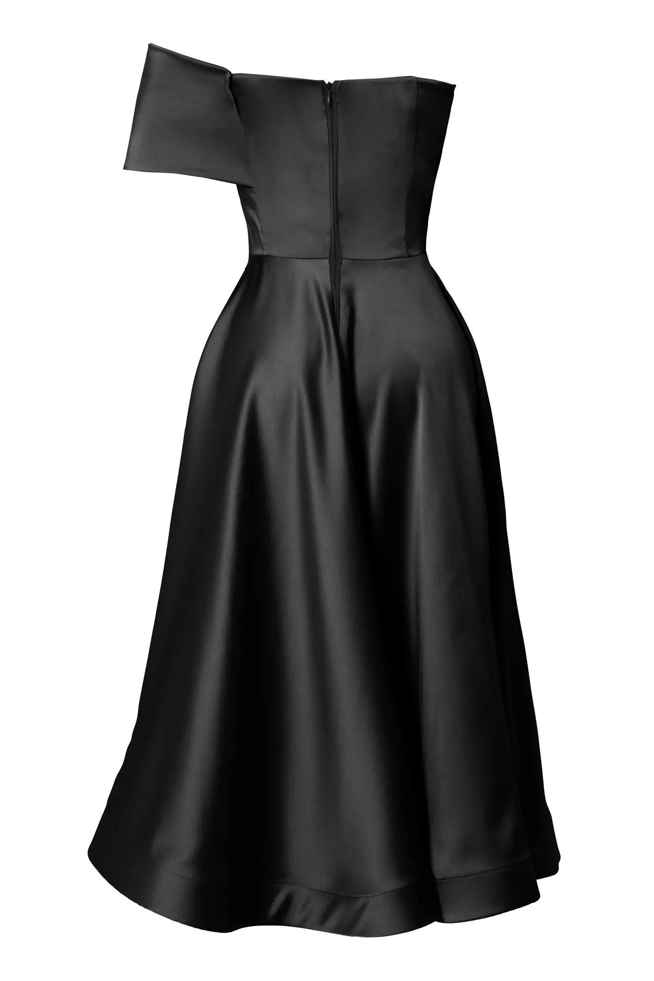 Black Satin Sleeveless Long Dress