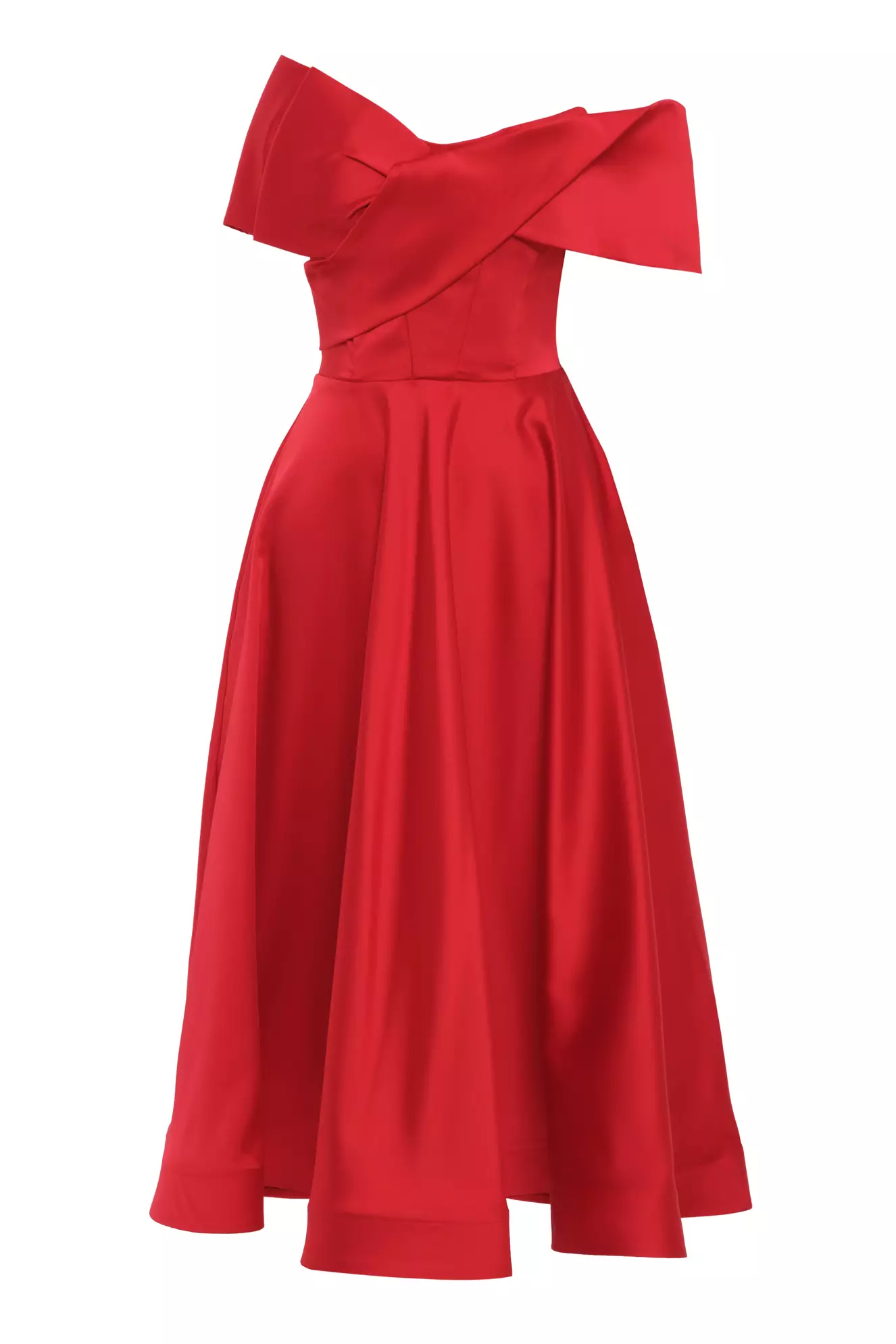 Red Satin Sleeveless Long Dress