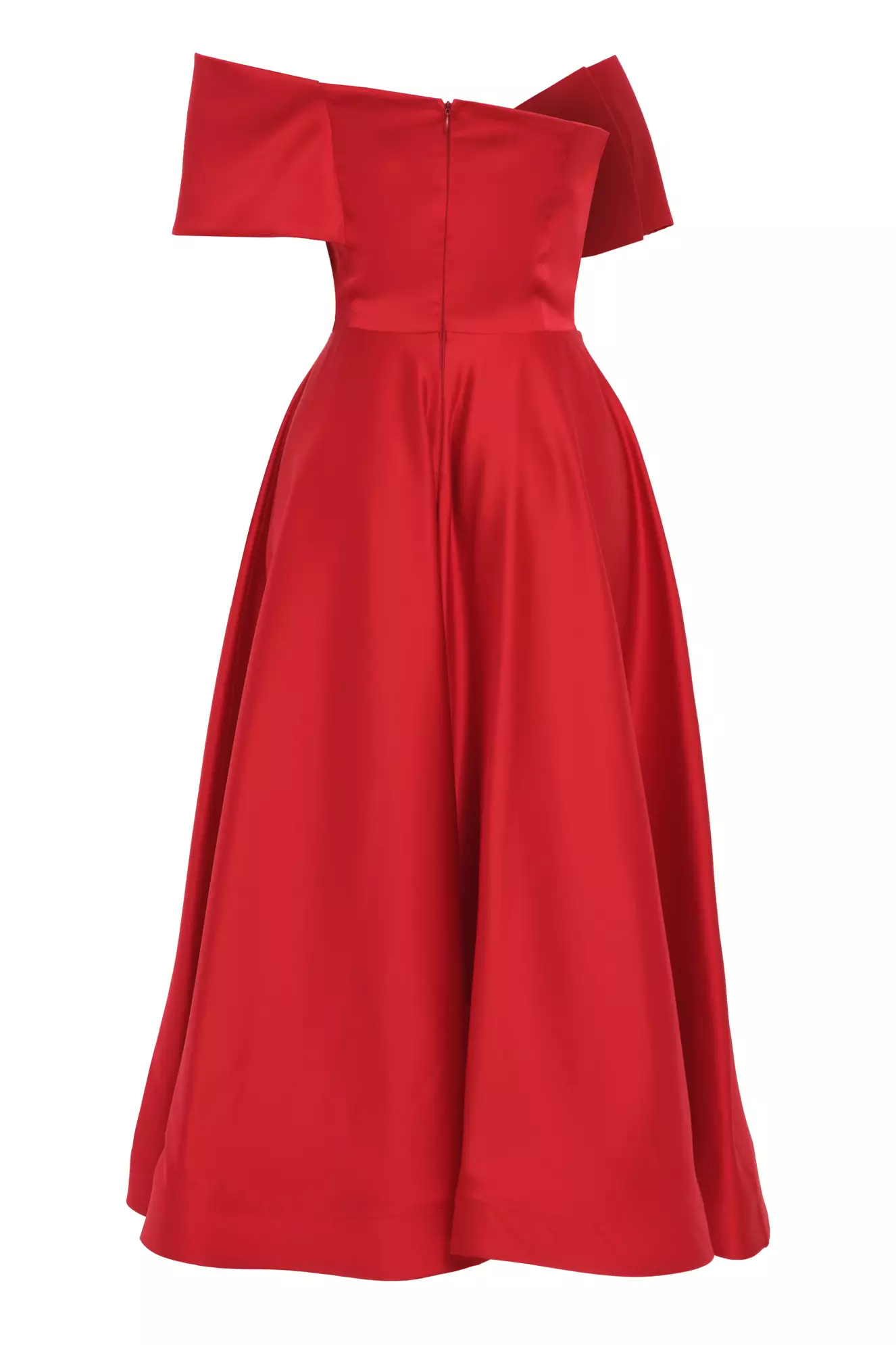 Red Satin Sleeveless Long Dress