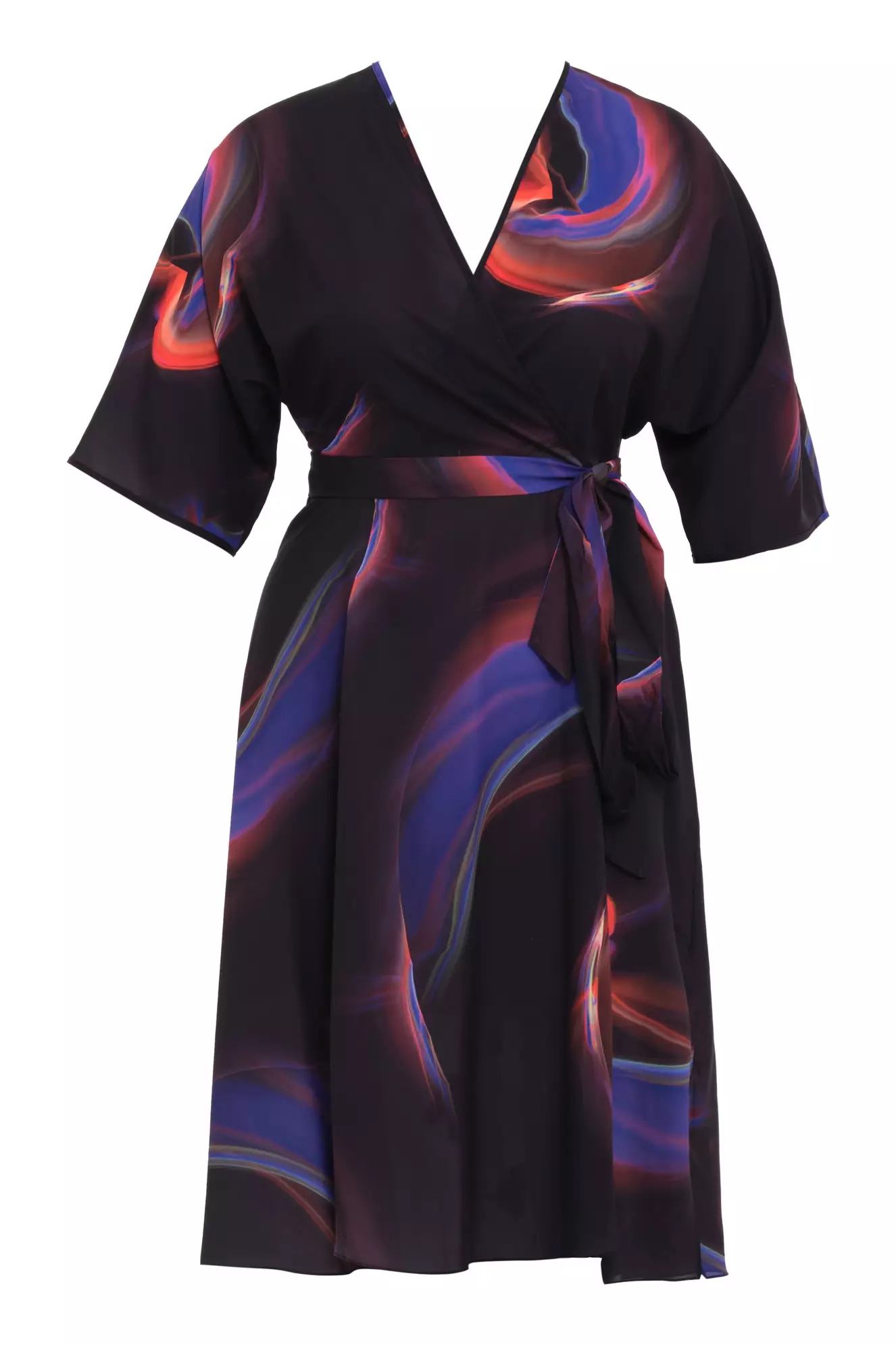 Printed Satin Kapri Kol Long Dress
