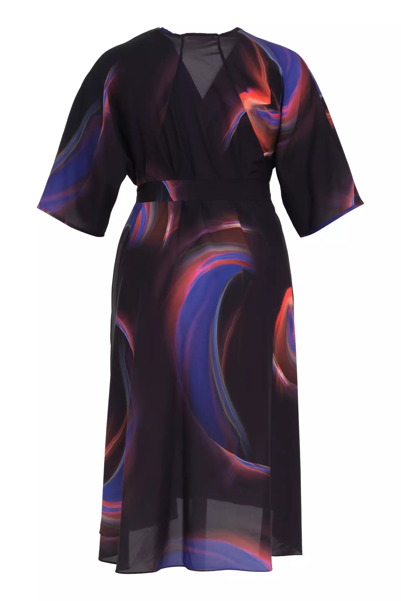Printed Satin Kapri Kol Long Dress