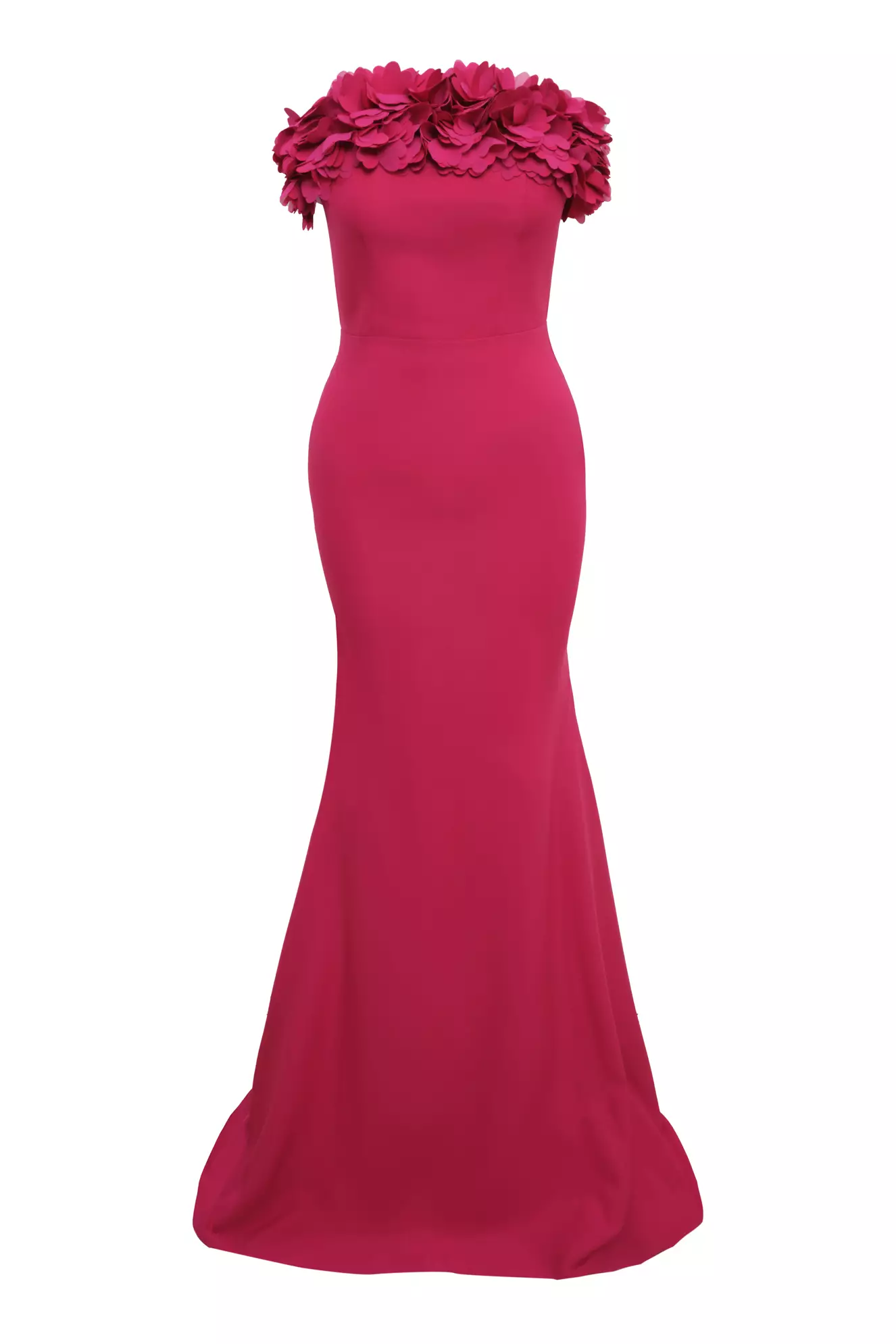 Fuchsia Crepe Strapless Maxi Dress