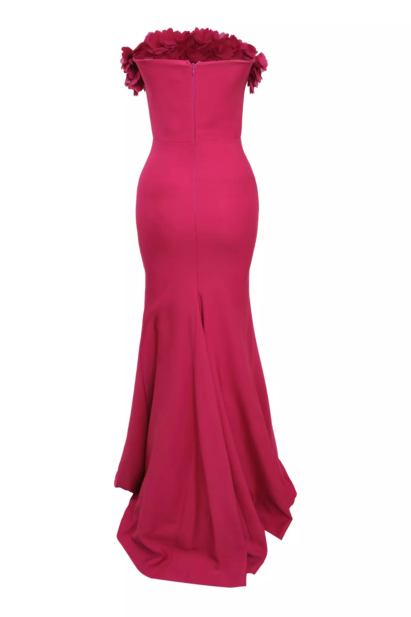 Fuchsia Crepe Strapless Maxi Dress