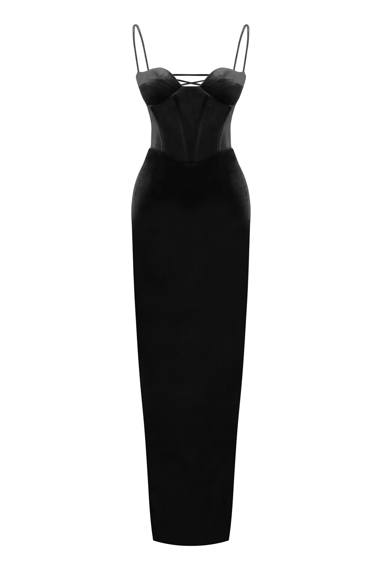 Black velvet sleeveless long dress
