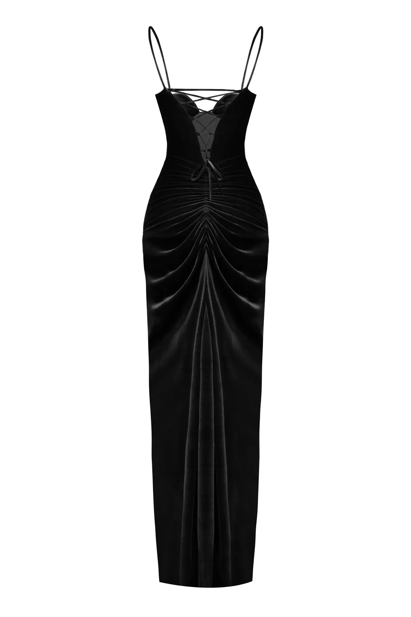 Black velvet sleeveless long dress