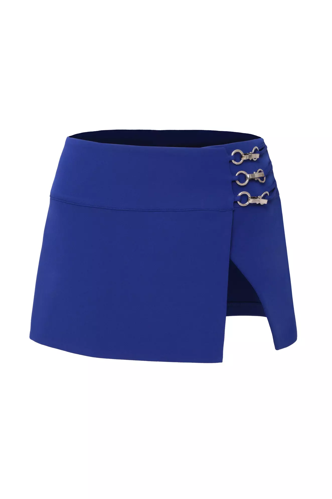 Blue Crepe Mini Skirt