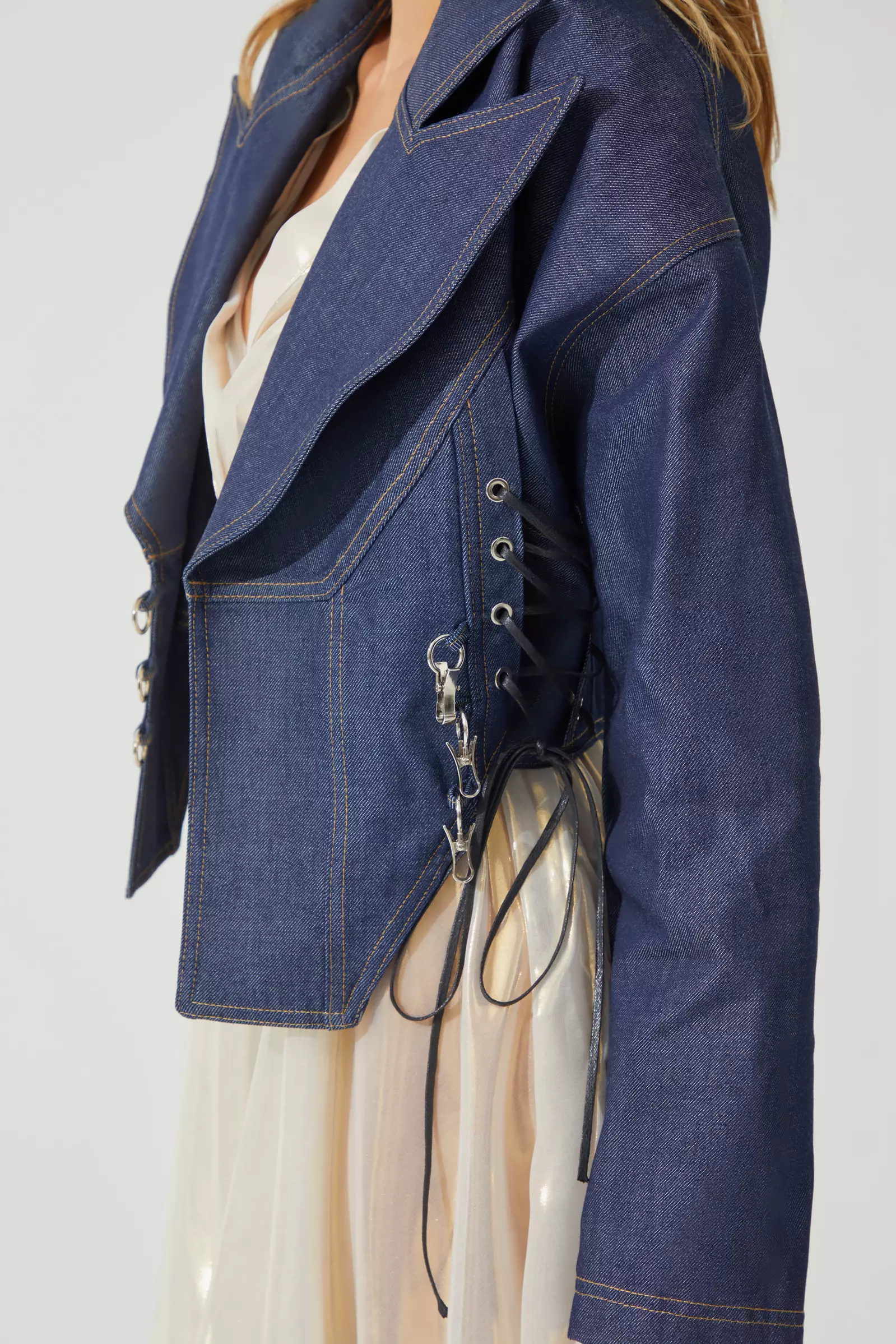 Navy blue kot long sleeve jacket
