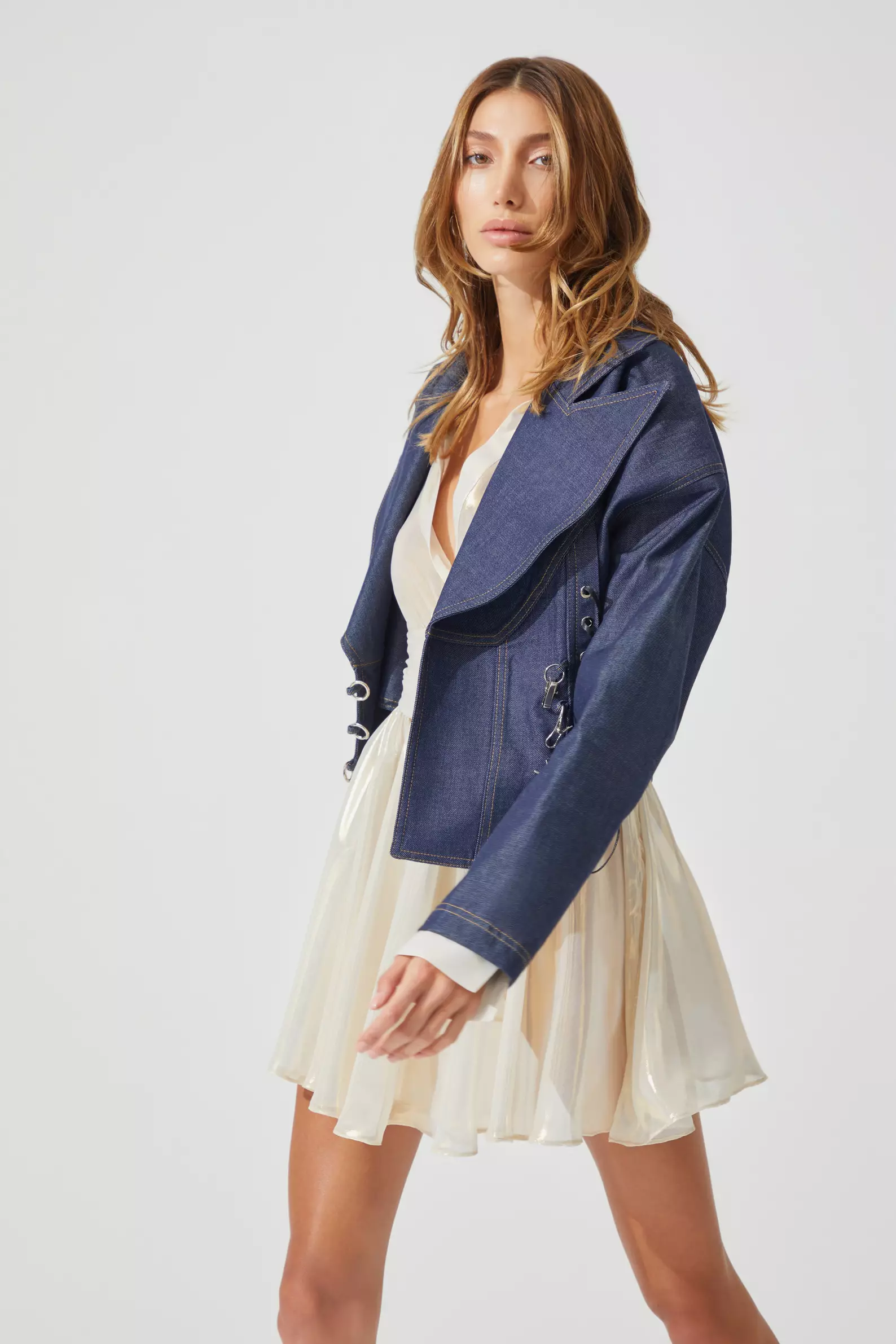 Navy blue kot long sleeve jacket