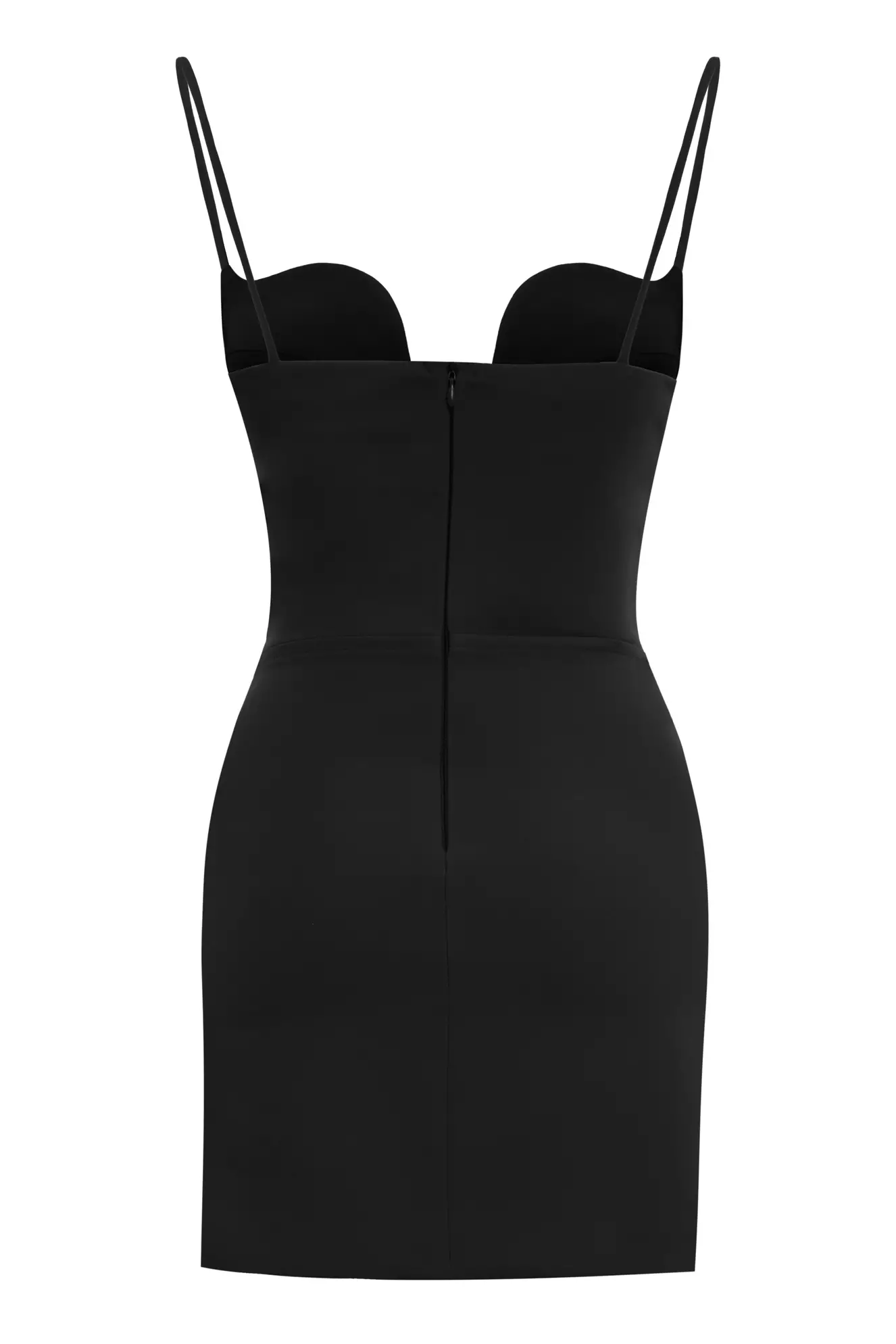 Black crepe sleeveless mini dress