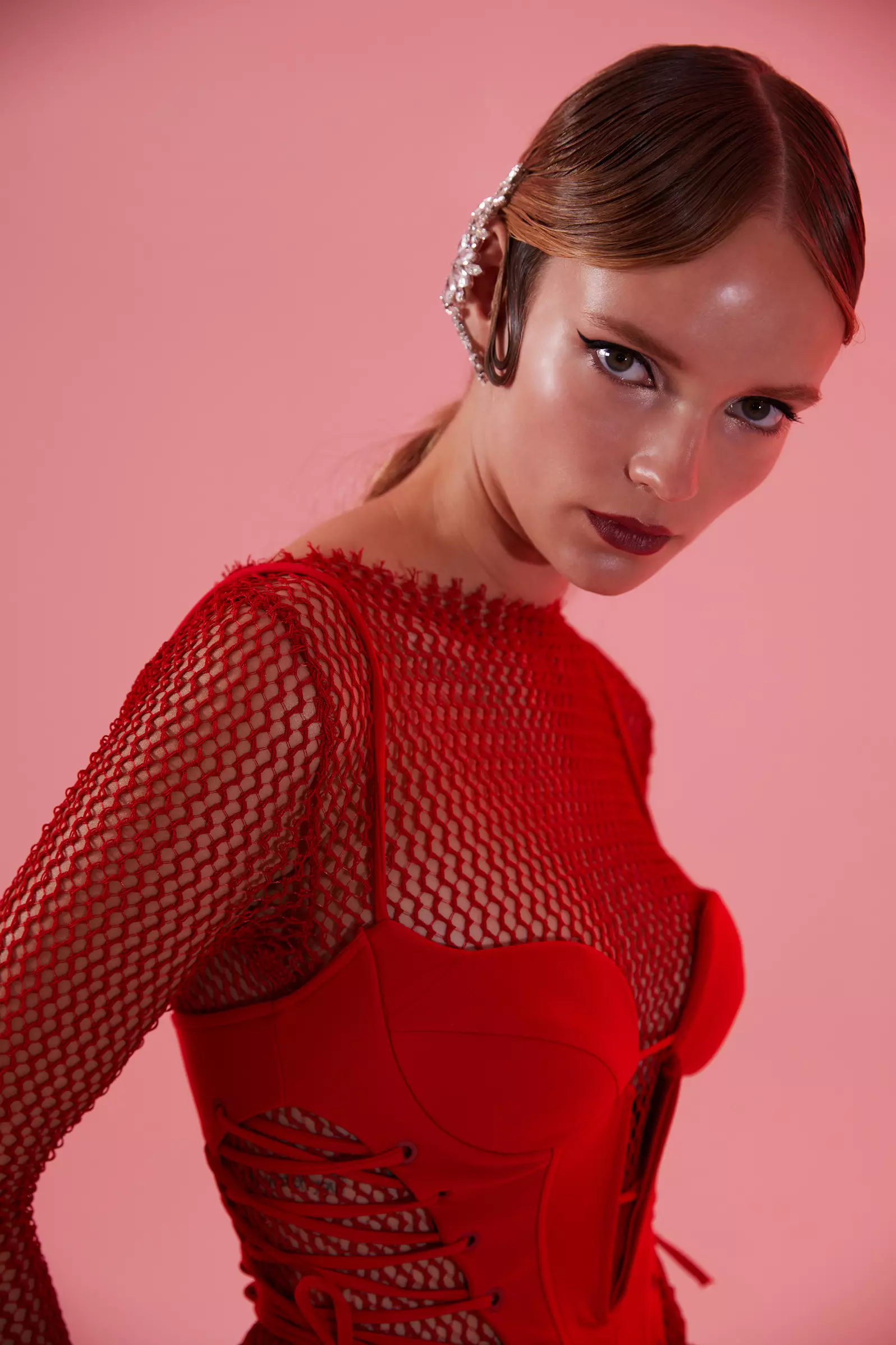 Red Crepe Crop Top